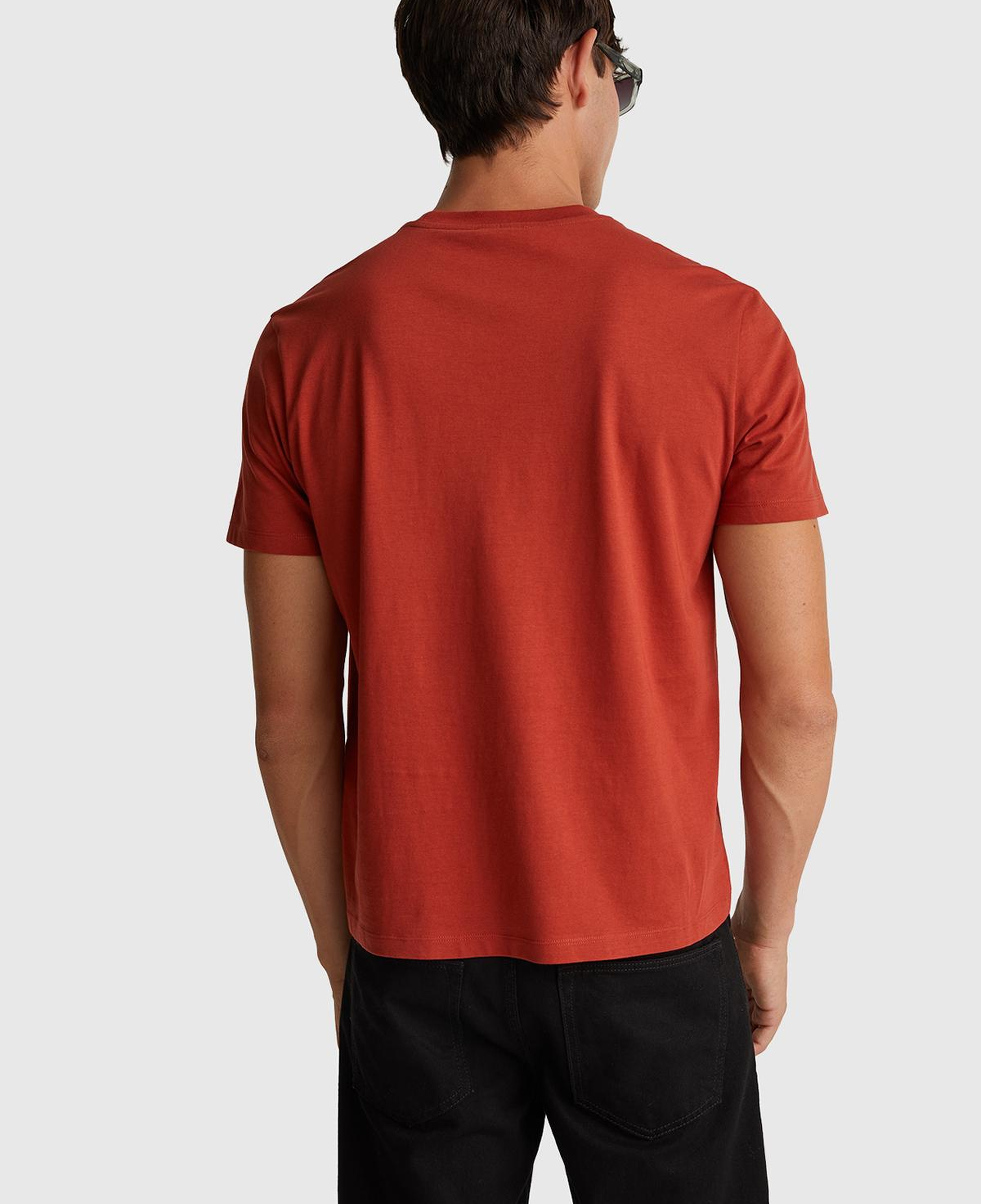 Erkek Kırmızı-UCB %100 Pamuk Önü Logo Baskılı Relax Fit T-Shirt