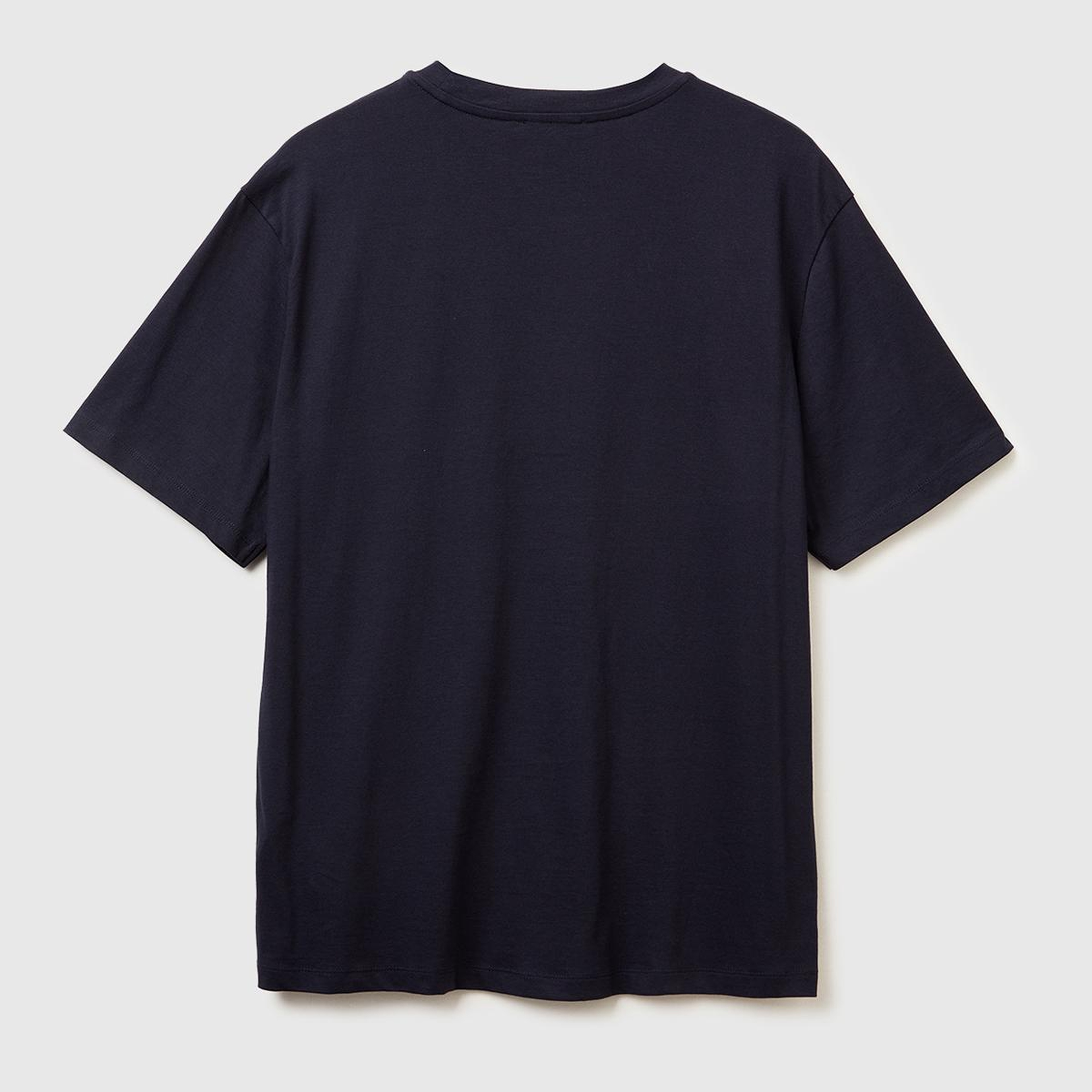 Erkek Lacivert %100 Pamuk Önü Logo Baskılı Relax Fit T-Shirt