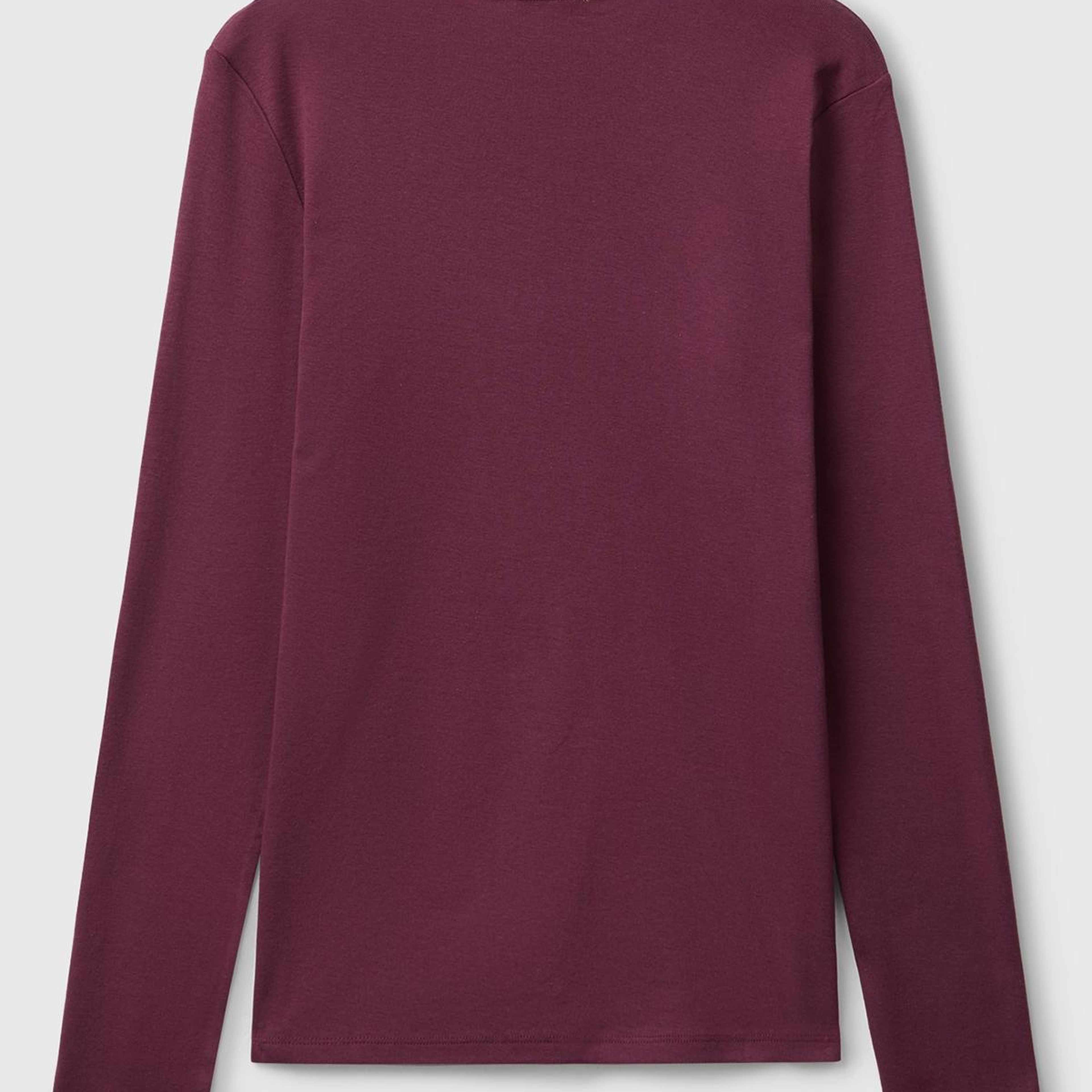 Kadın Mürdüm Basic V Yaka Uzun Kollu T-Shirt