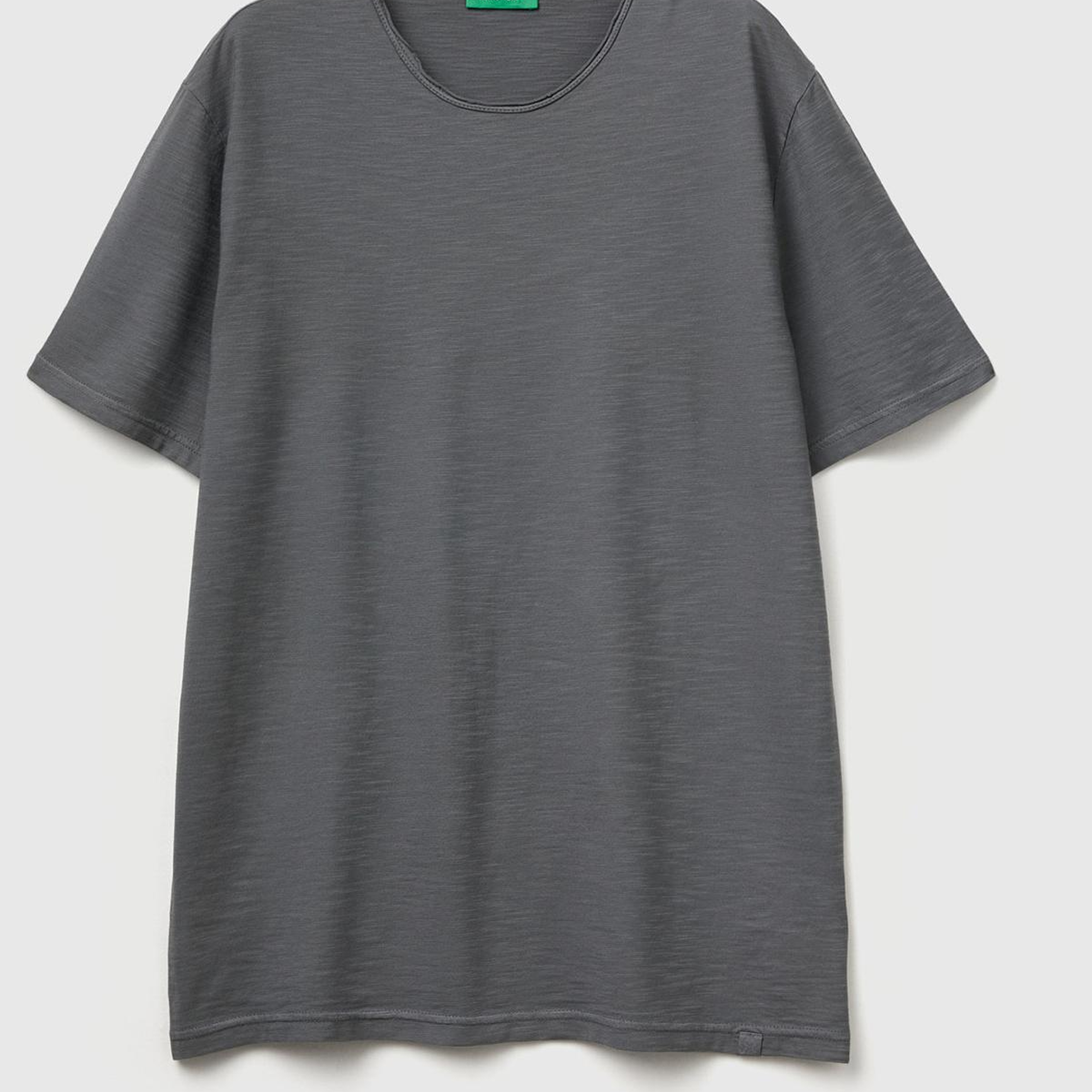 Erkek Antrasit Gri Bisiklet Yaka Slub T-shirt