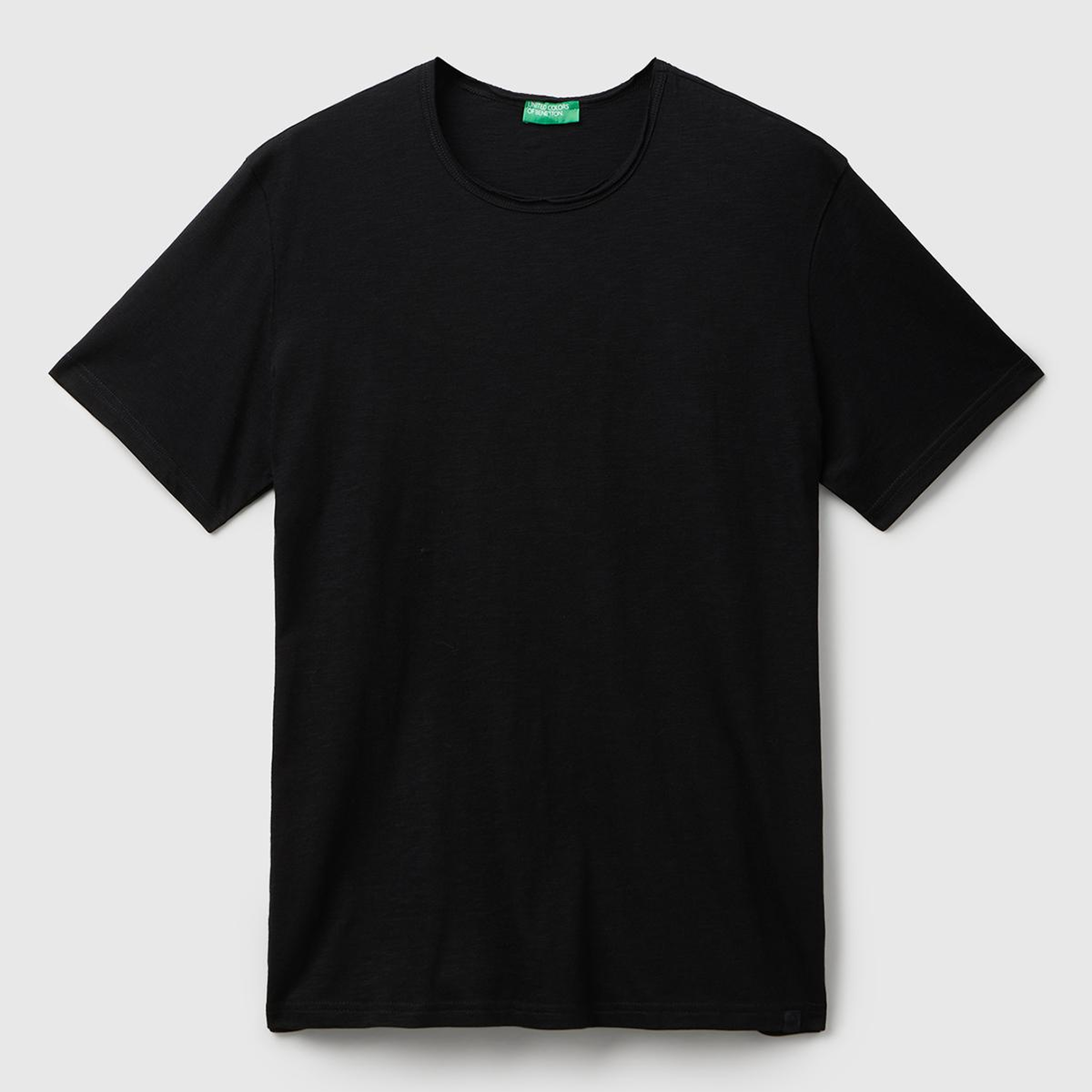 Erkek Siyah Bisiklet Yaka Slub T-shirt