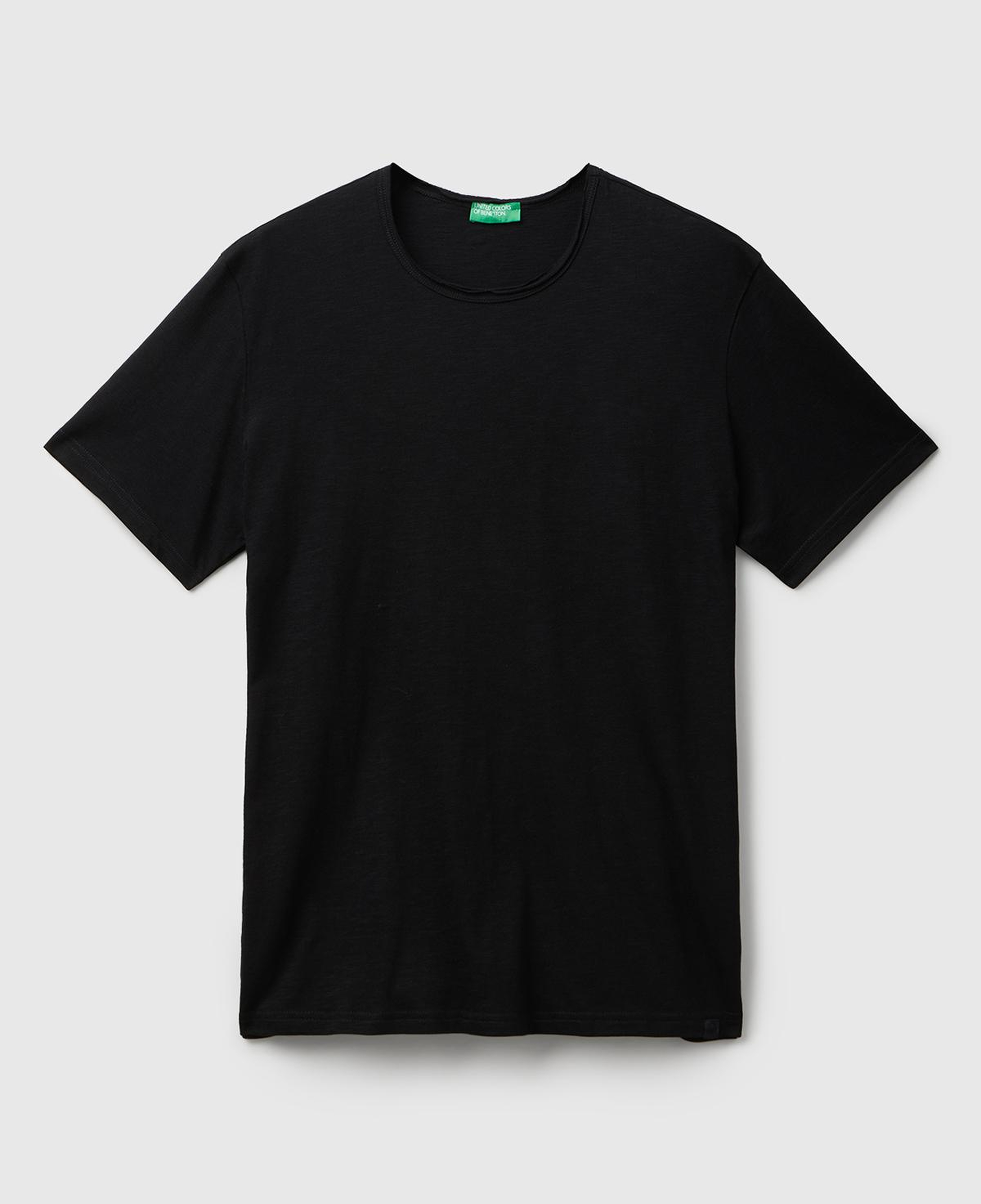 Erkek Siyah Bisiklet Yaka Slub T-shirt