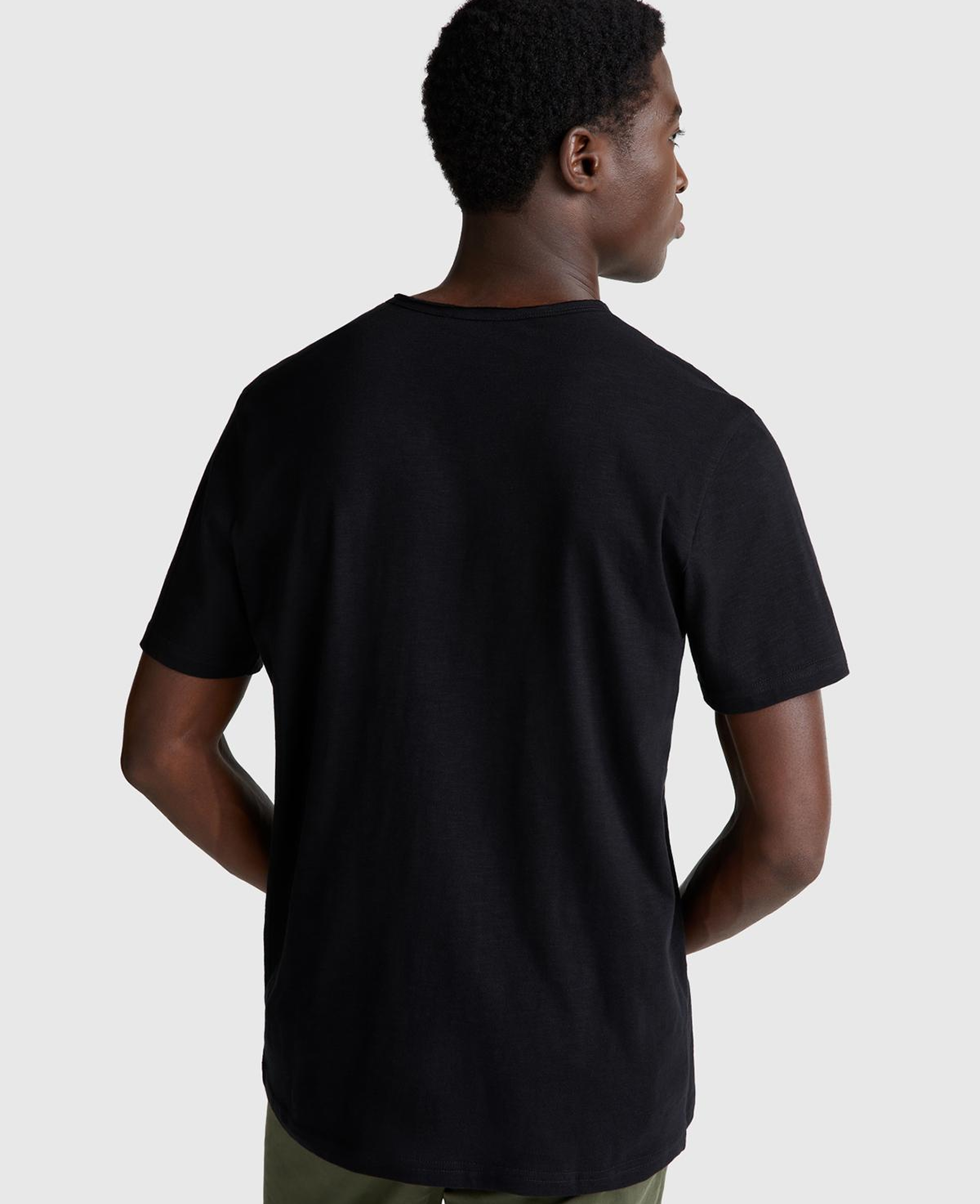Erkek Siyah Bisiklet Yaka Slub T-shirt