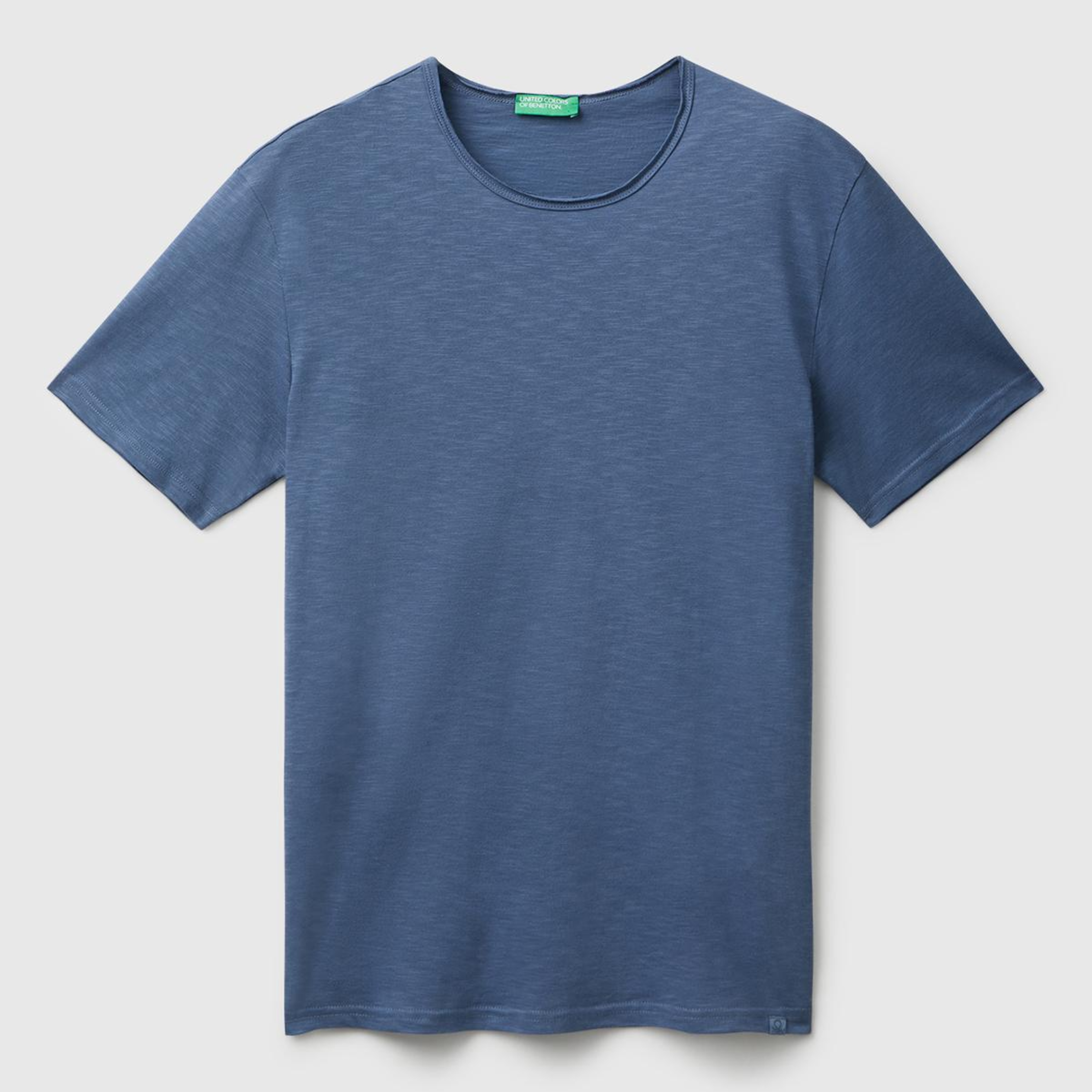 Erkek Havacı Mavi Bisiklet Yaka Slub T-shirt