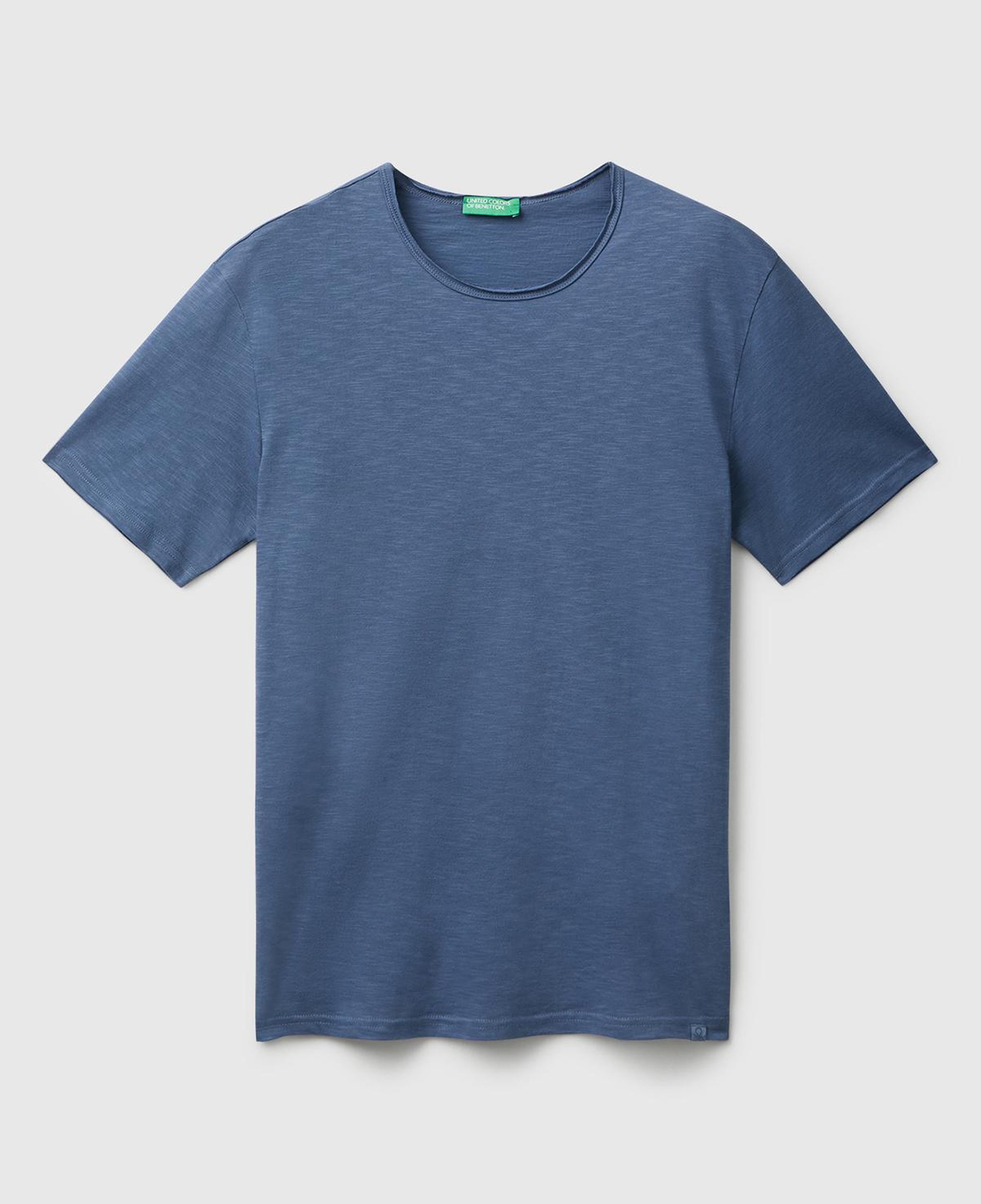 Erkek Havacı Mavi Bisiklet Yaka Slub T-shirt