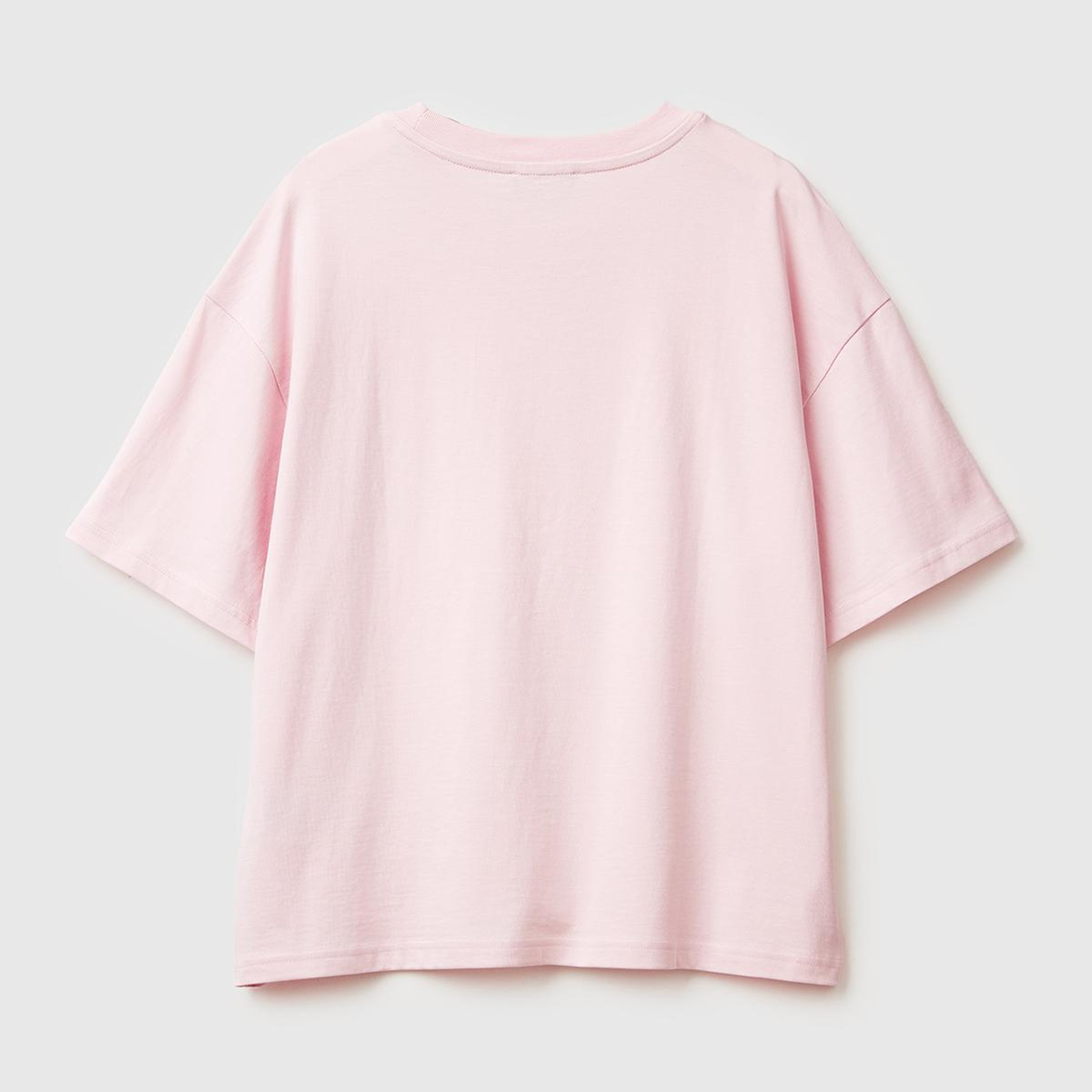 Kadın Açık Pembe %100 Pamuk Önü Yazı Baskılı Bisiklet Yaka T-Shirt