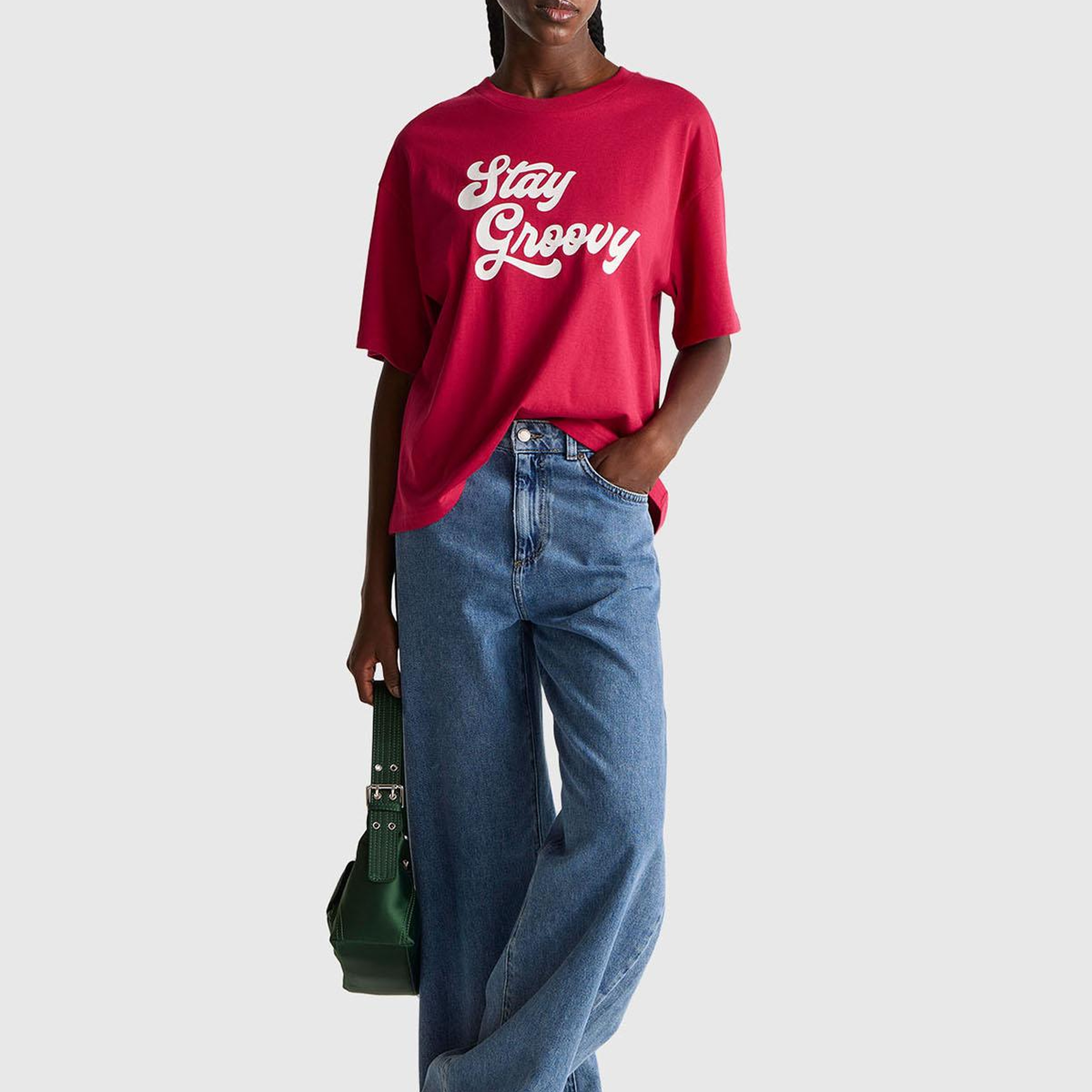 Kadın Fuşya %100 Pamuk Önü Yazı Baskılı Bisiklet Yaka T-Shirt