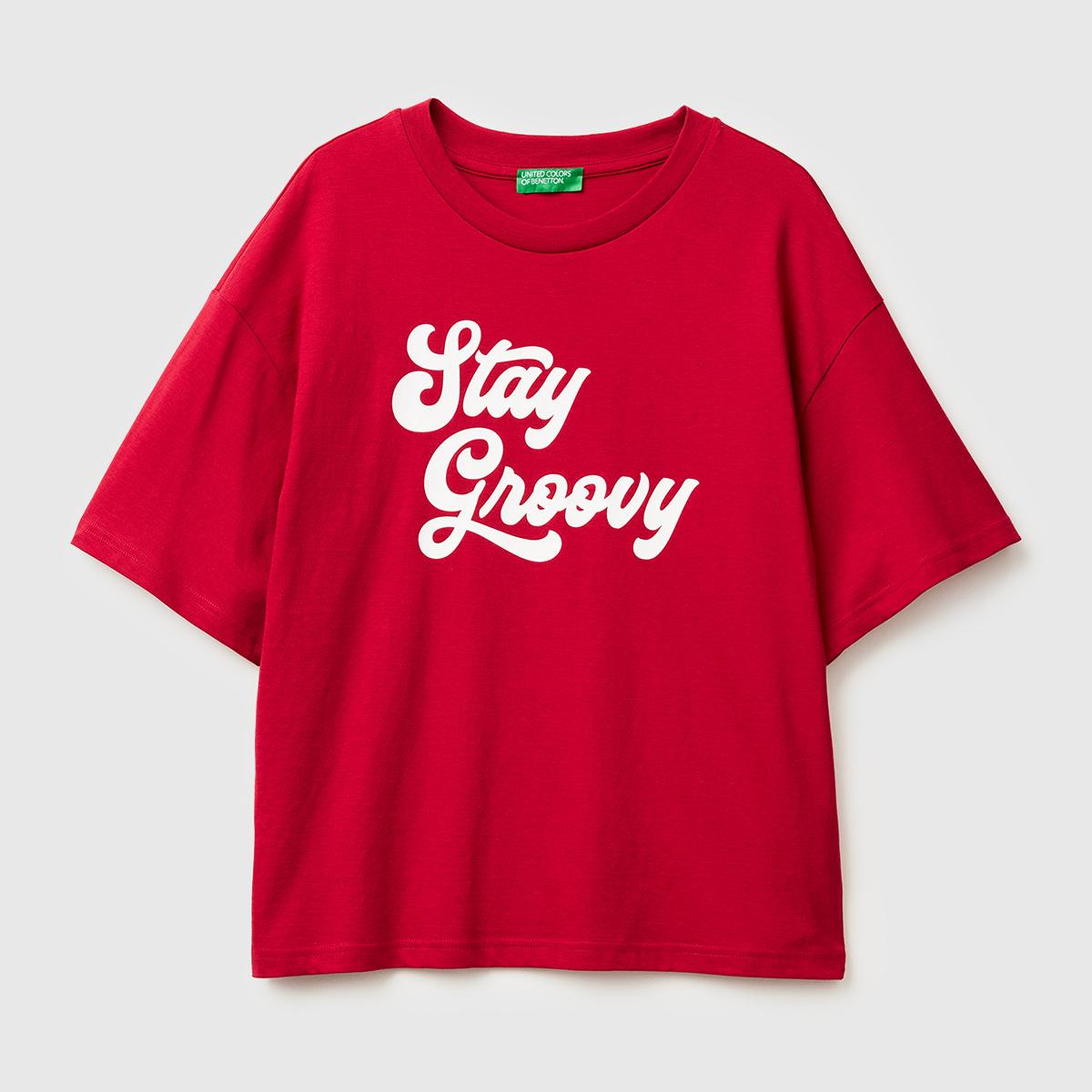 Kadın Fuşya %100 Pamuk Önü Yazı Baskılı Bisiklet Yaka T-Shirt