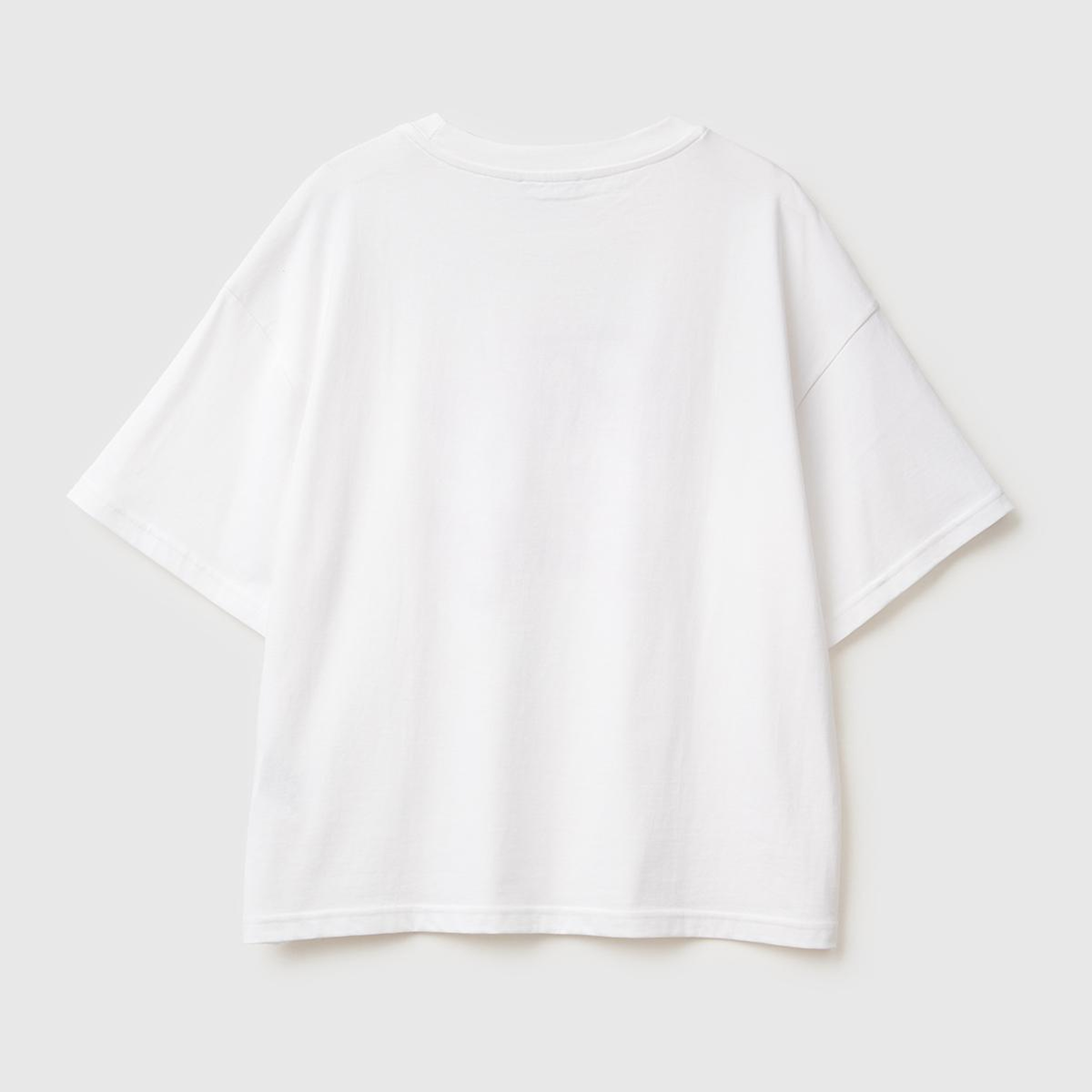 Kadın Beyaz-Mavi Yazılı %100 Pamuk Önü Yazı Baskılı Bisiklet Yaka T-Shirt