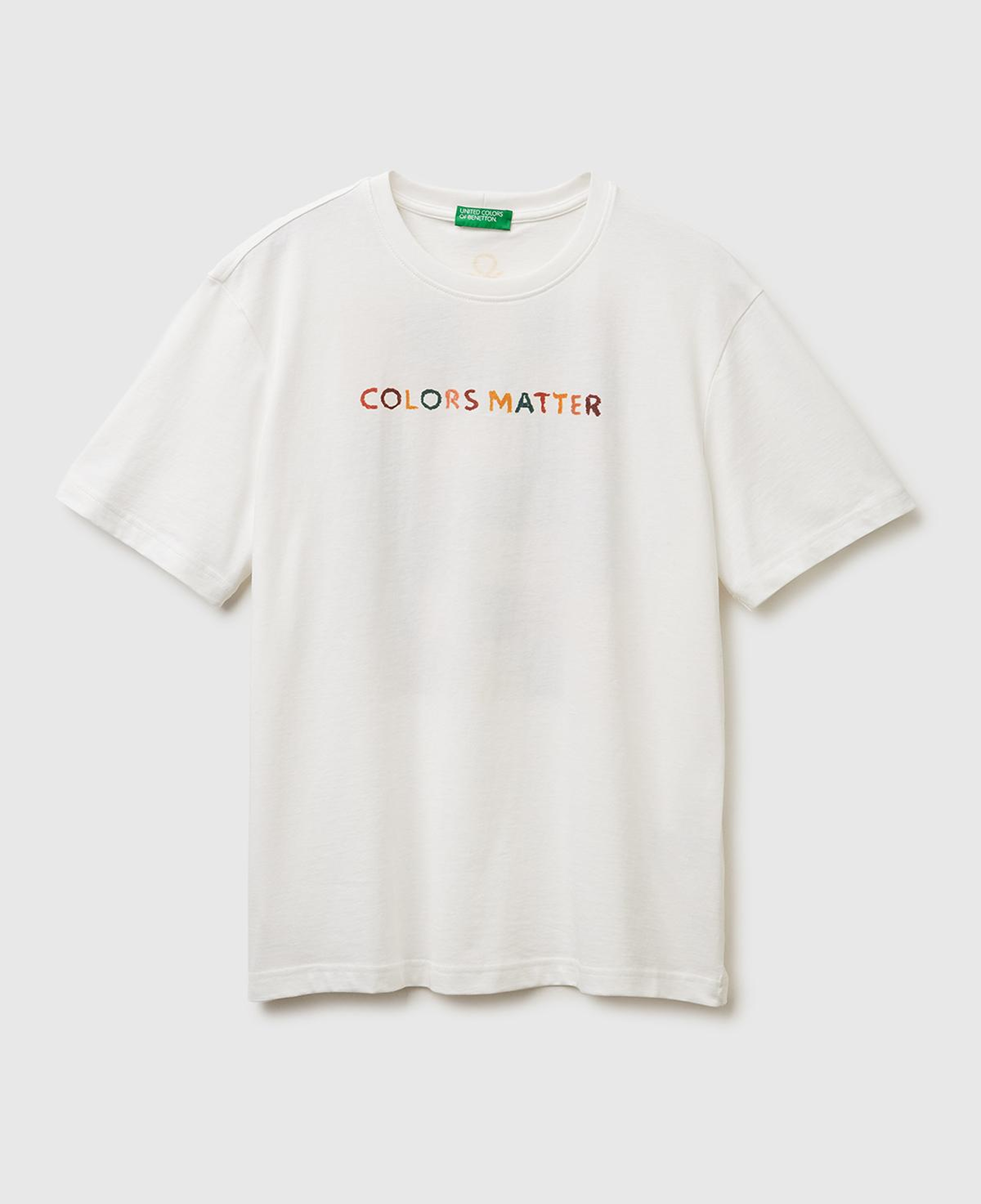 Erkek Krem %100 Pamuk Önü ve Arkası Baskılı Logo Detaylı T-Shirt