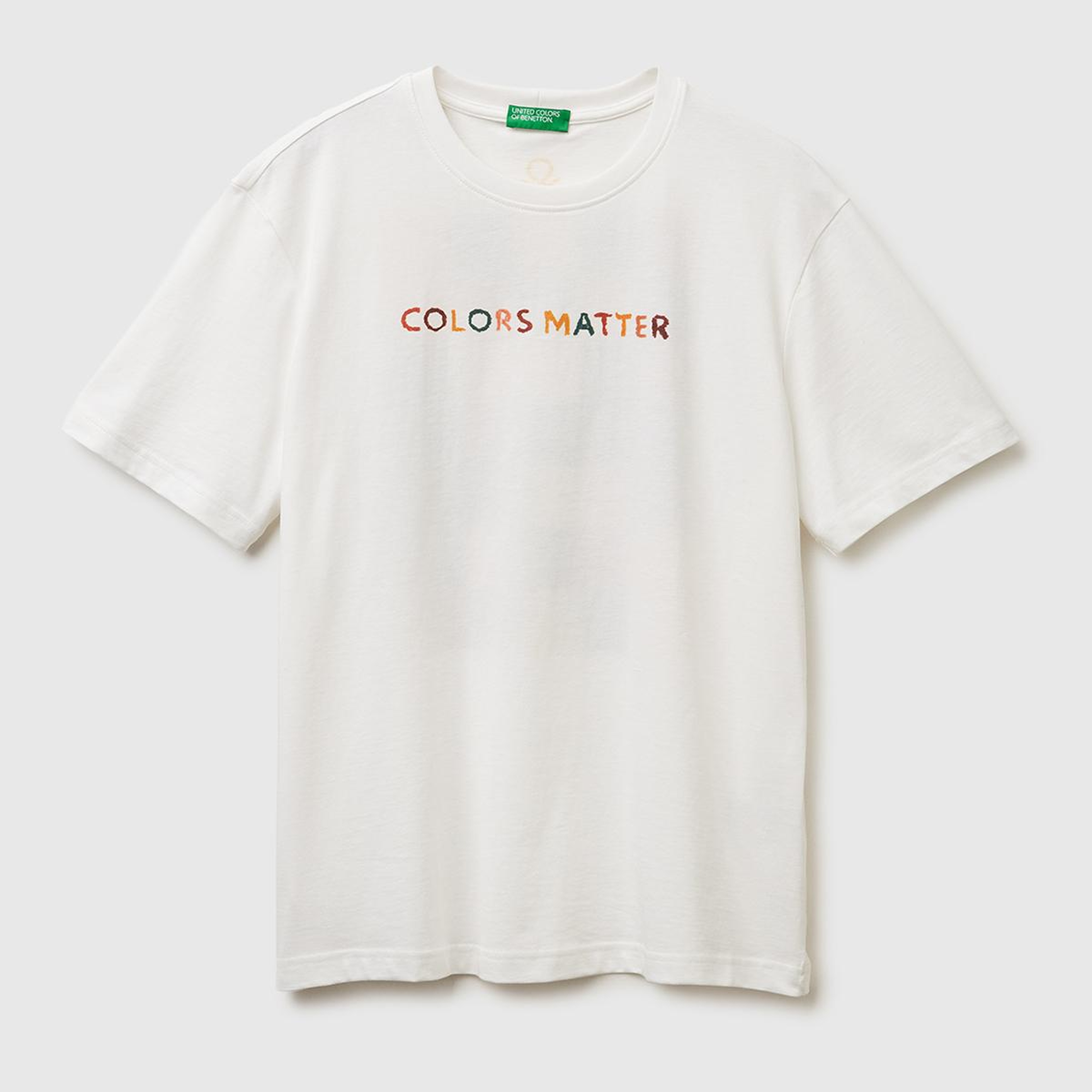 Erkek Krem %100 Pamuk Önü ve Arkası Baskılı Logo Detaylı T-Shirt