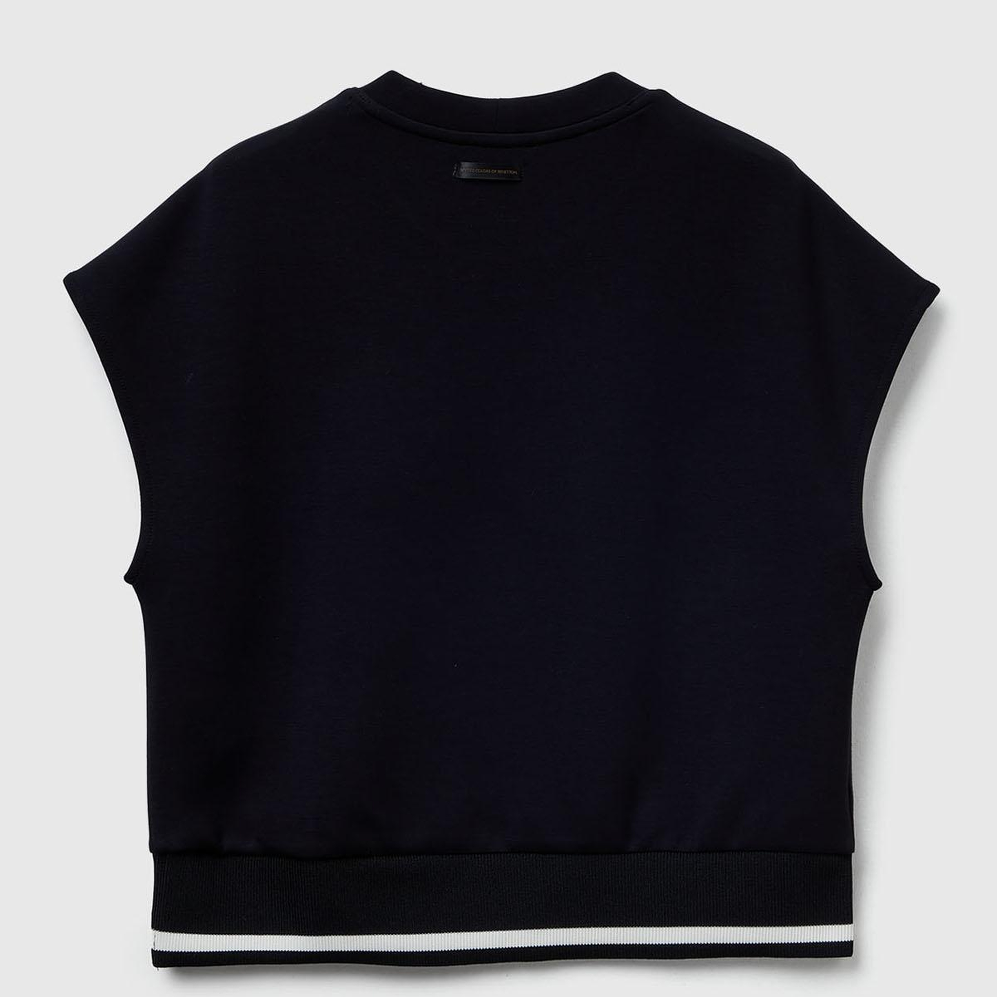 Kadın Siyah Modal Karışımlı Beli Çizgi Detaylı Kolsuz Sweatshirt
