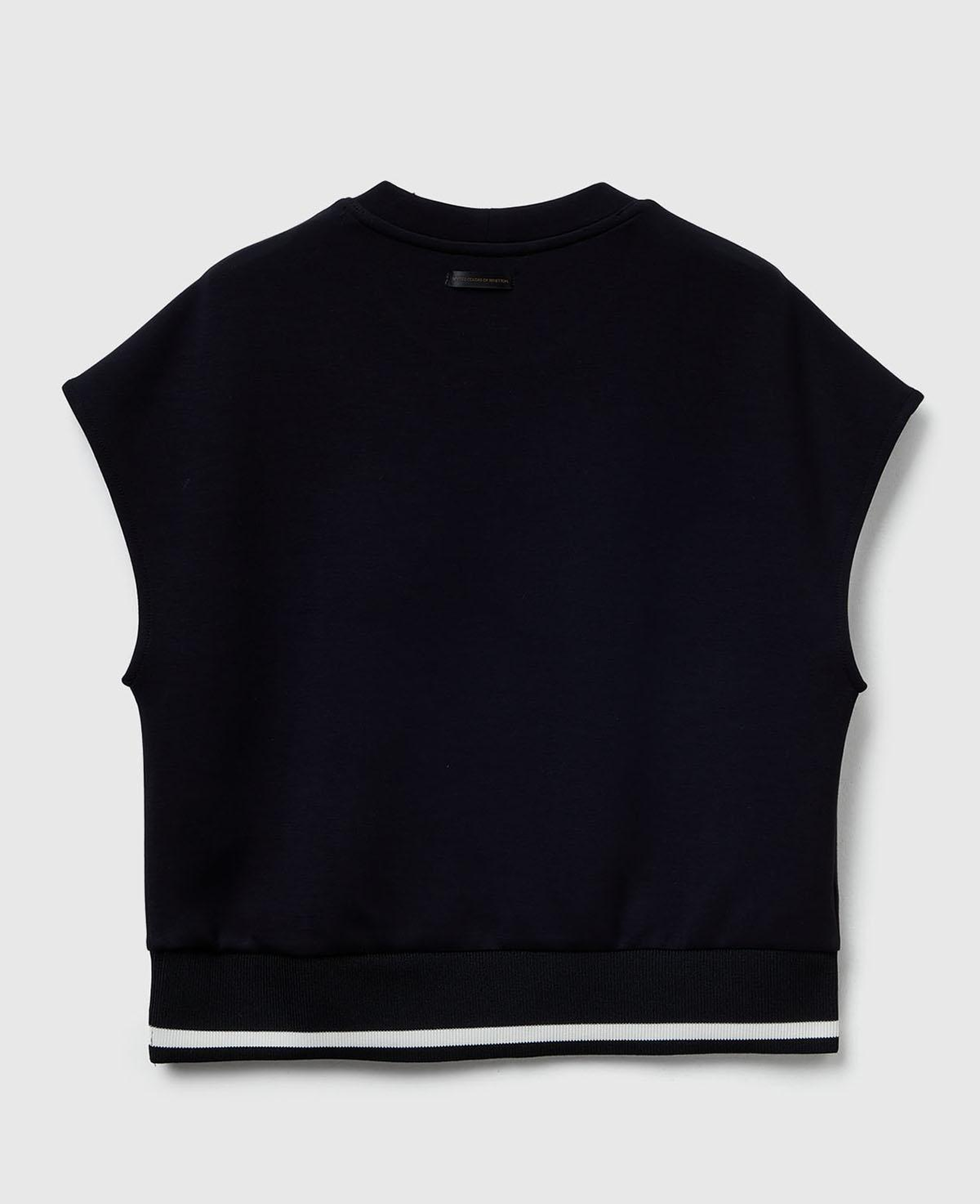 Kadın Siyah Modal Karışımlı Beli Çizgi Detaylı Kolsuz Sweatshirt