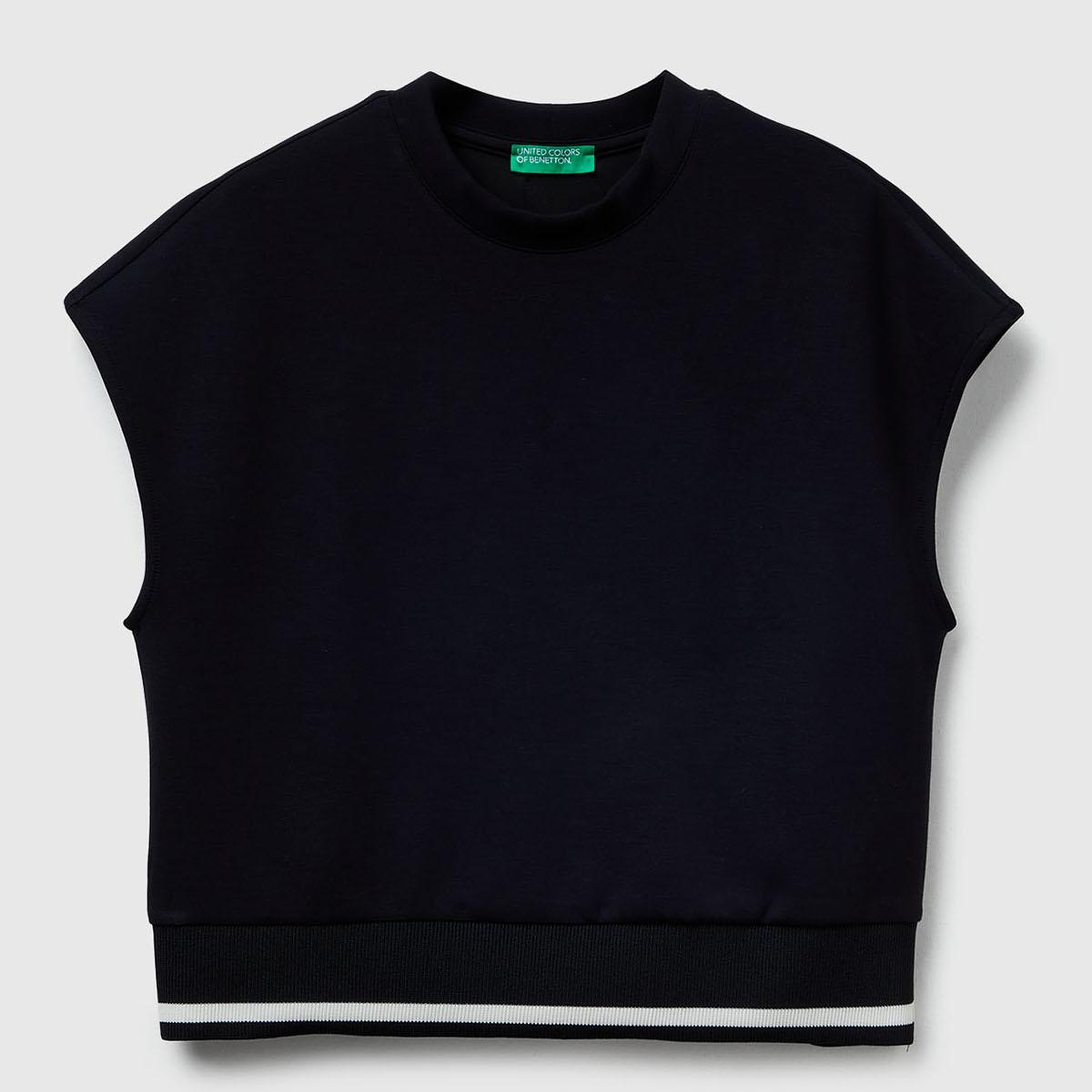 Kadın Siyah Modal Karışımlı Beli Çizgi Detaylı Kolsuz Sweatshirt