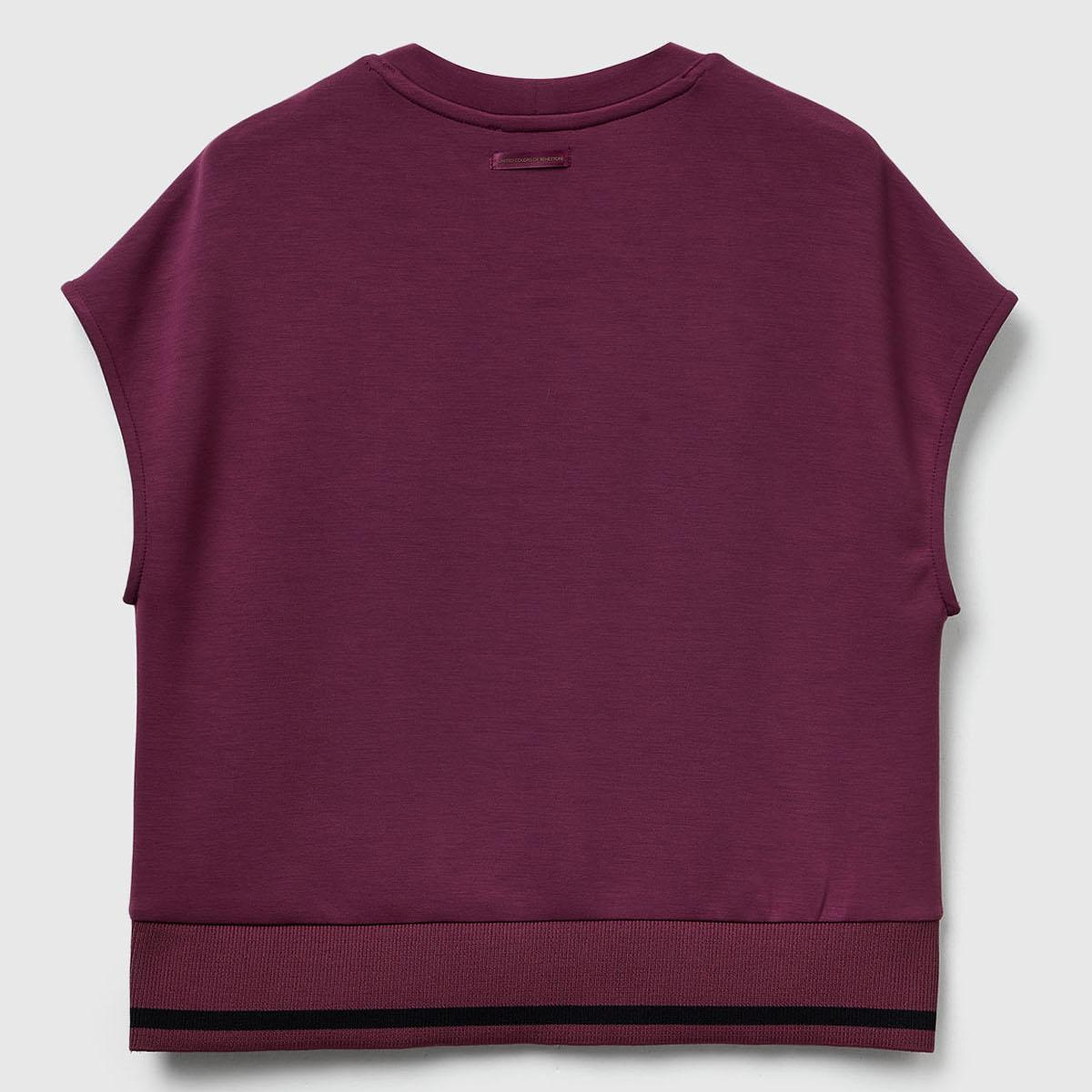 Kadın Mürdüm Modal Karışımlı Beli Çizgi Detaylı Kolsuz Sweatshirt