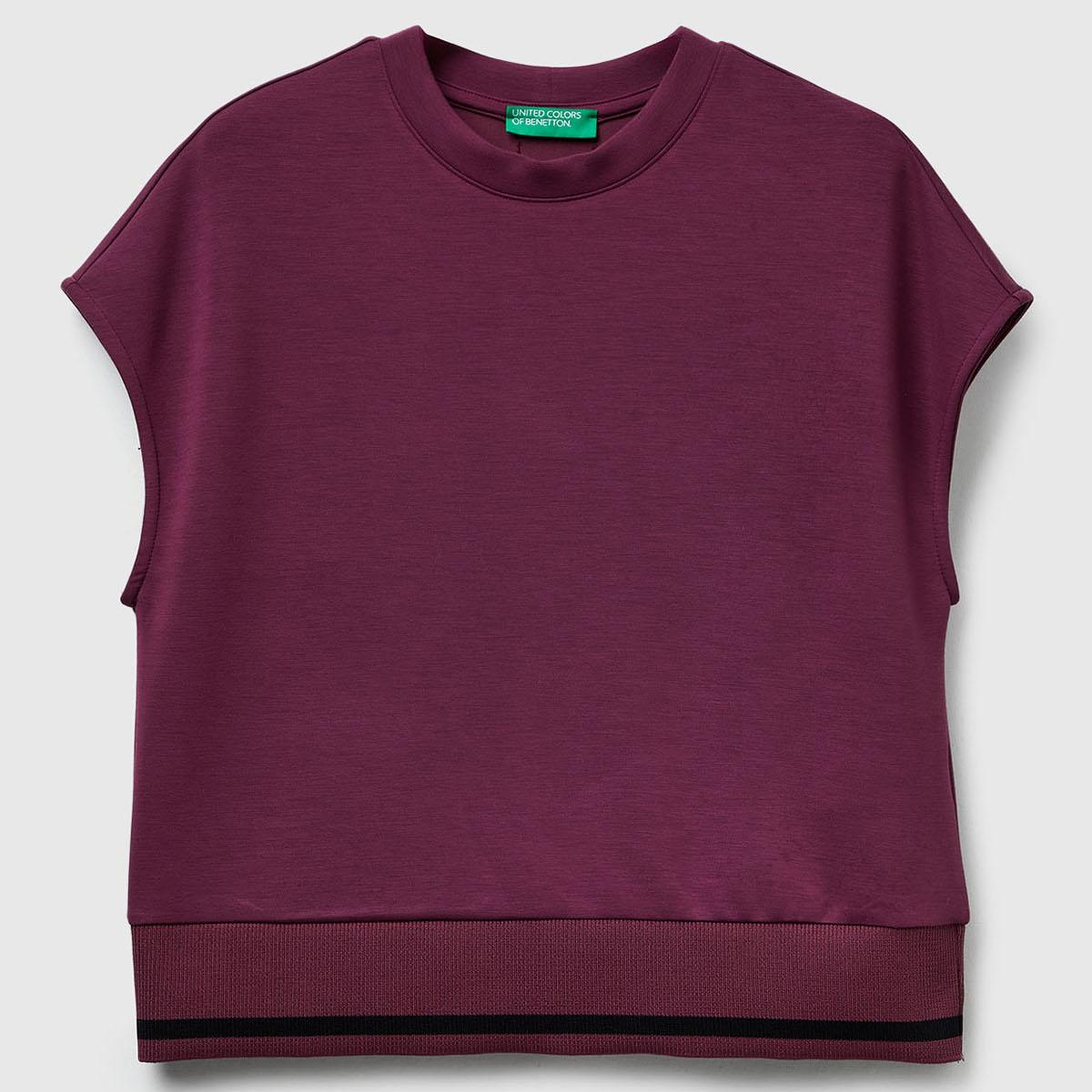 Kadın Mürdüm Modal Karışımlı Beli Çizgi Detaylı Kolsuz Sweatshirt