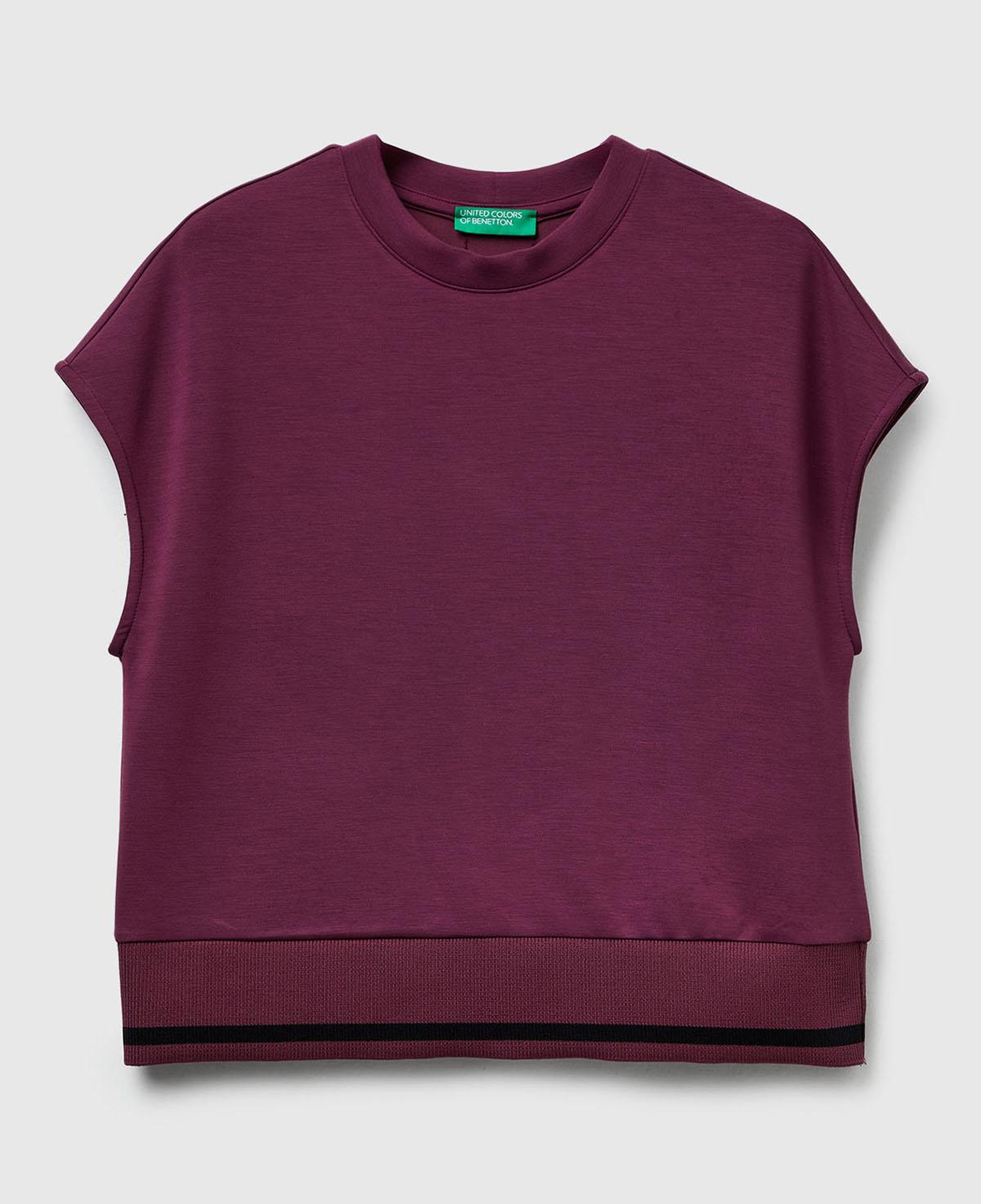 Kadın Mürdüm Modal Karışımlı Beli Çizgi Detaylı Kolsuz Sweatshirt