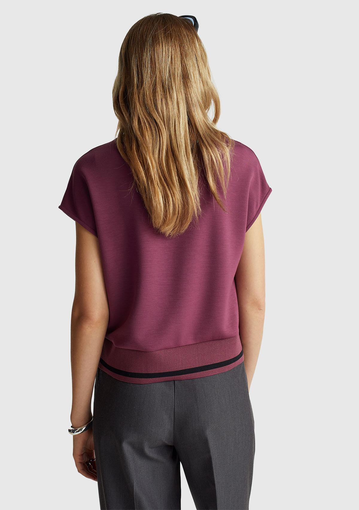 Kadın Mürdüm Modal Karışımlı Beli Çizgi Detaylı Kolsuz Sweatshirt