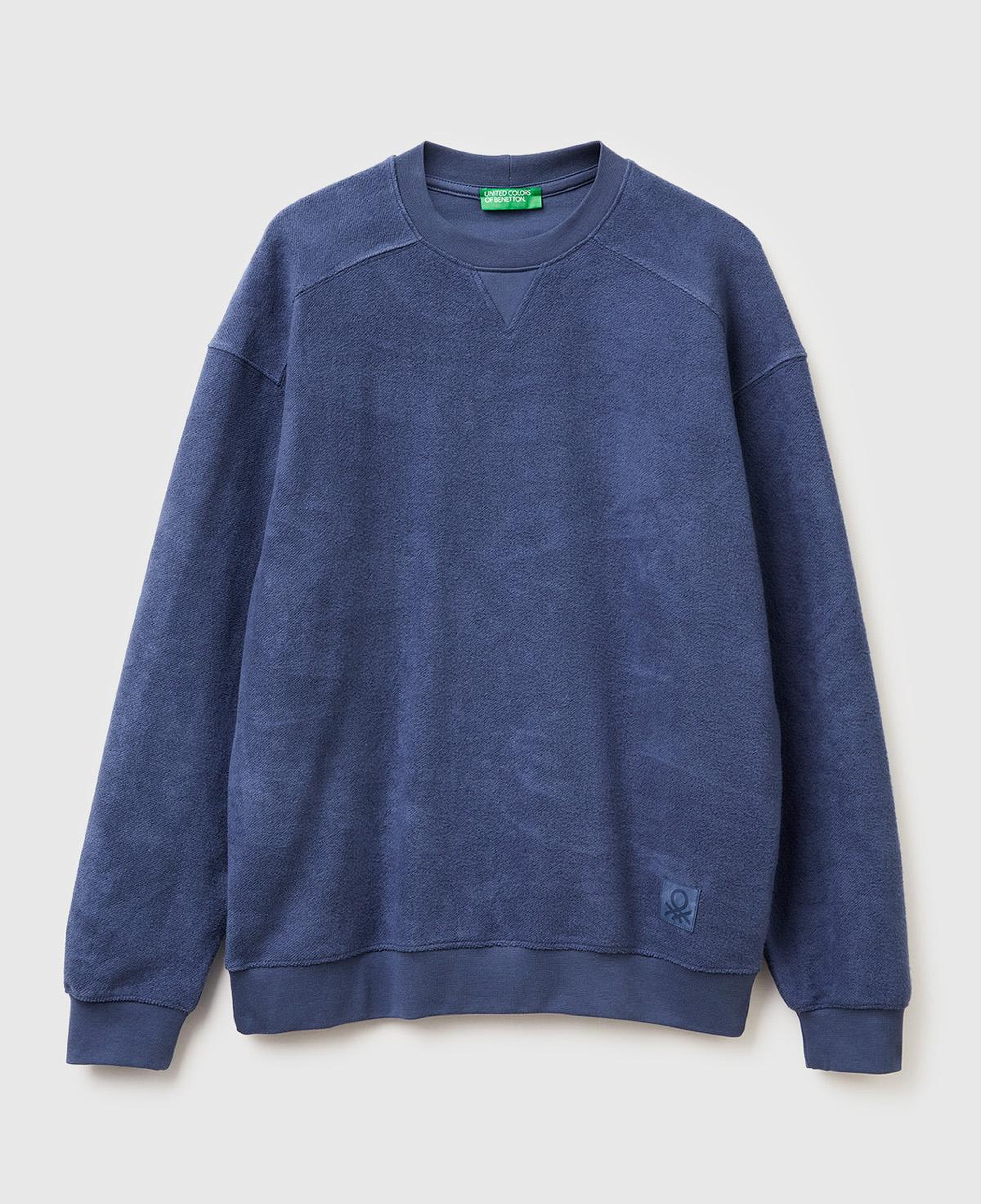 Erkek Gri Pamuk Karışımlı Önü Logo Detaylı Bisiklet Yaka Sweatshirt