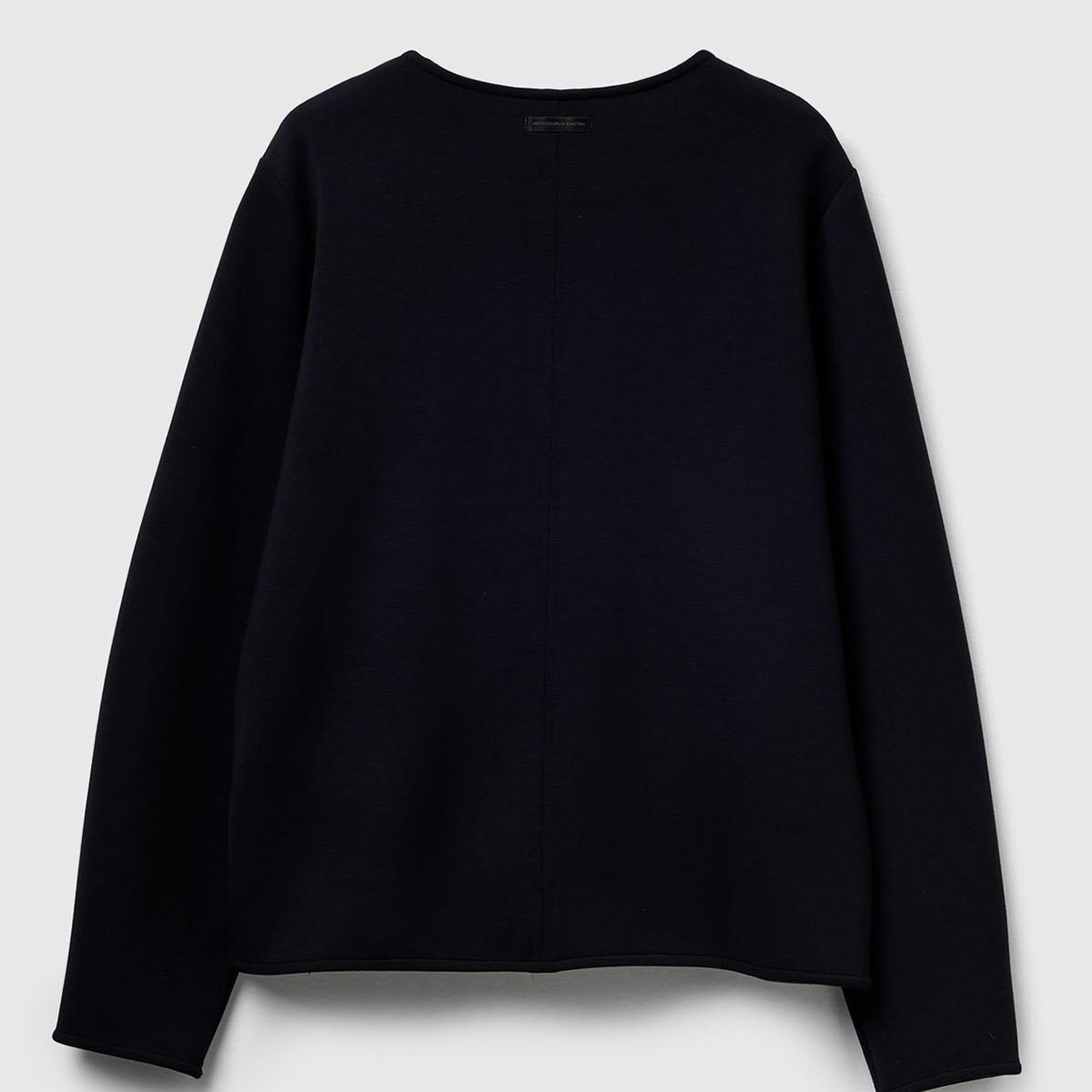Kadın Siyah Modal Karışımlı Etiket Detaylı Bisiklet Yaka Sweatshirt