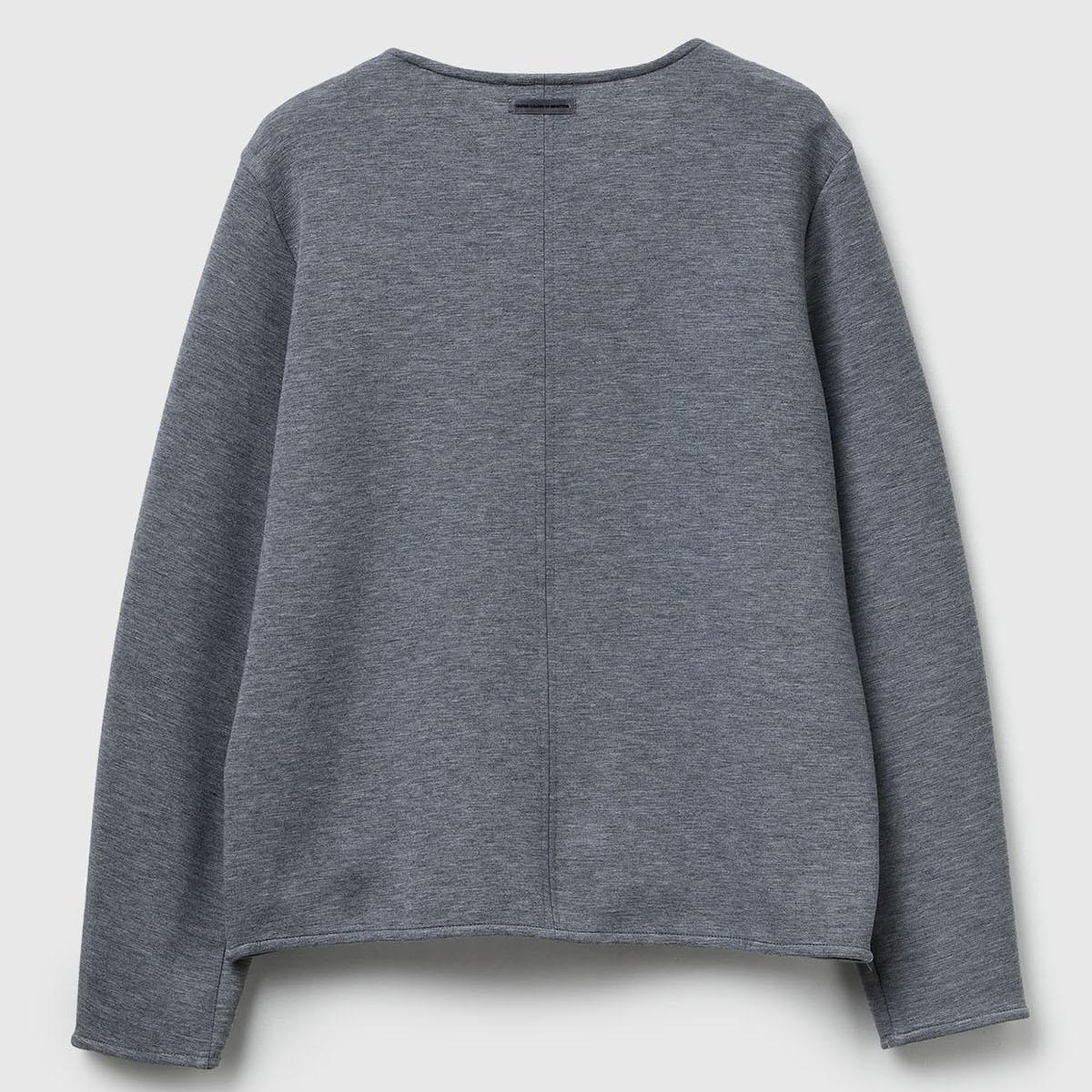 Kadın Açık Gri Modal Karışımlı Etiket Detaylı Bisiklet Yaka Sweatshirt