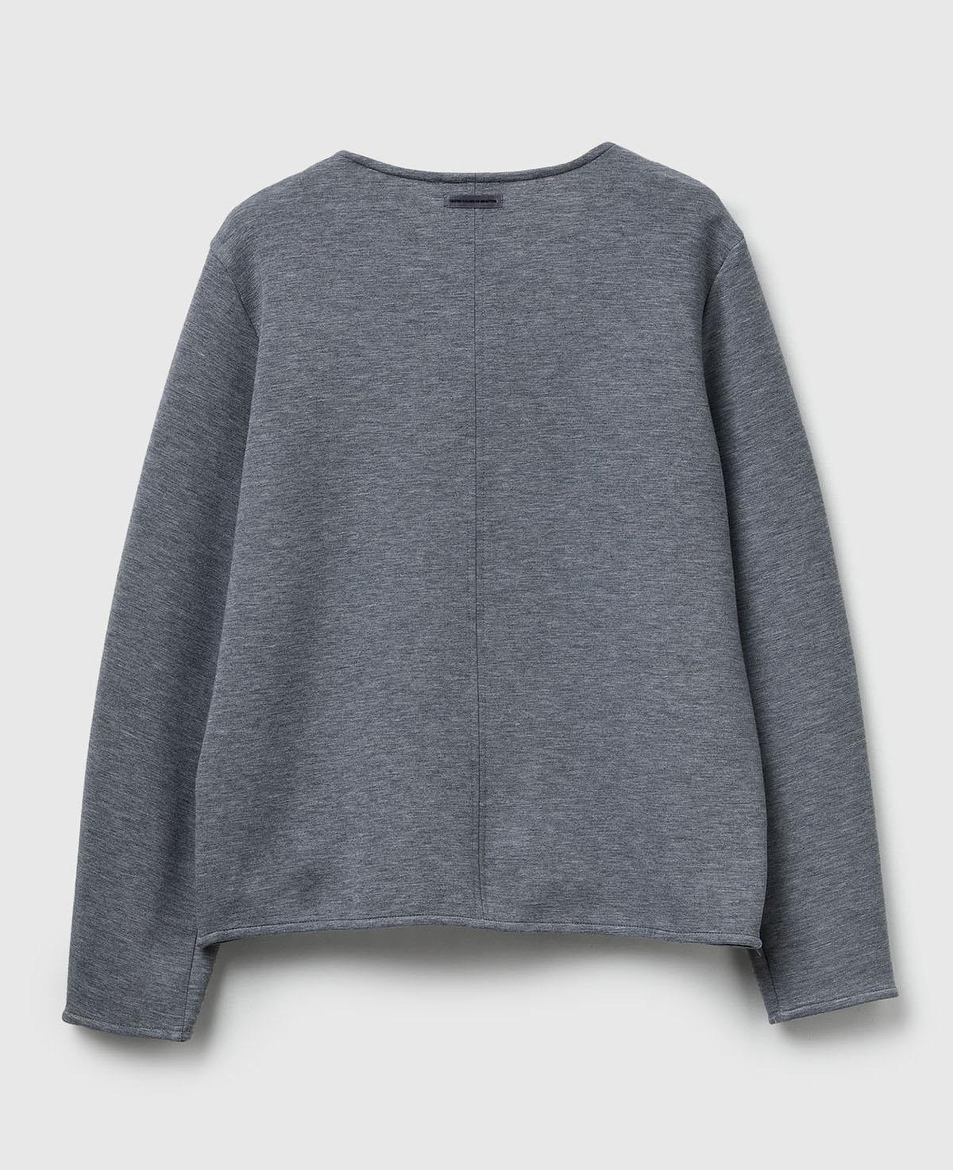 Kadın Açık Gri Modal Karışımlı Etiket Detaylı Bisiklet Yaka Sweatshirt