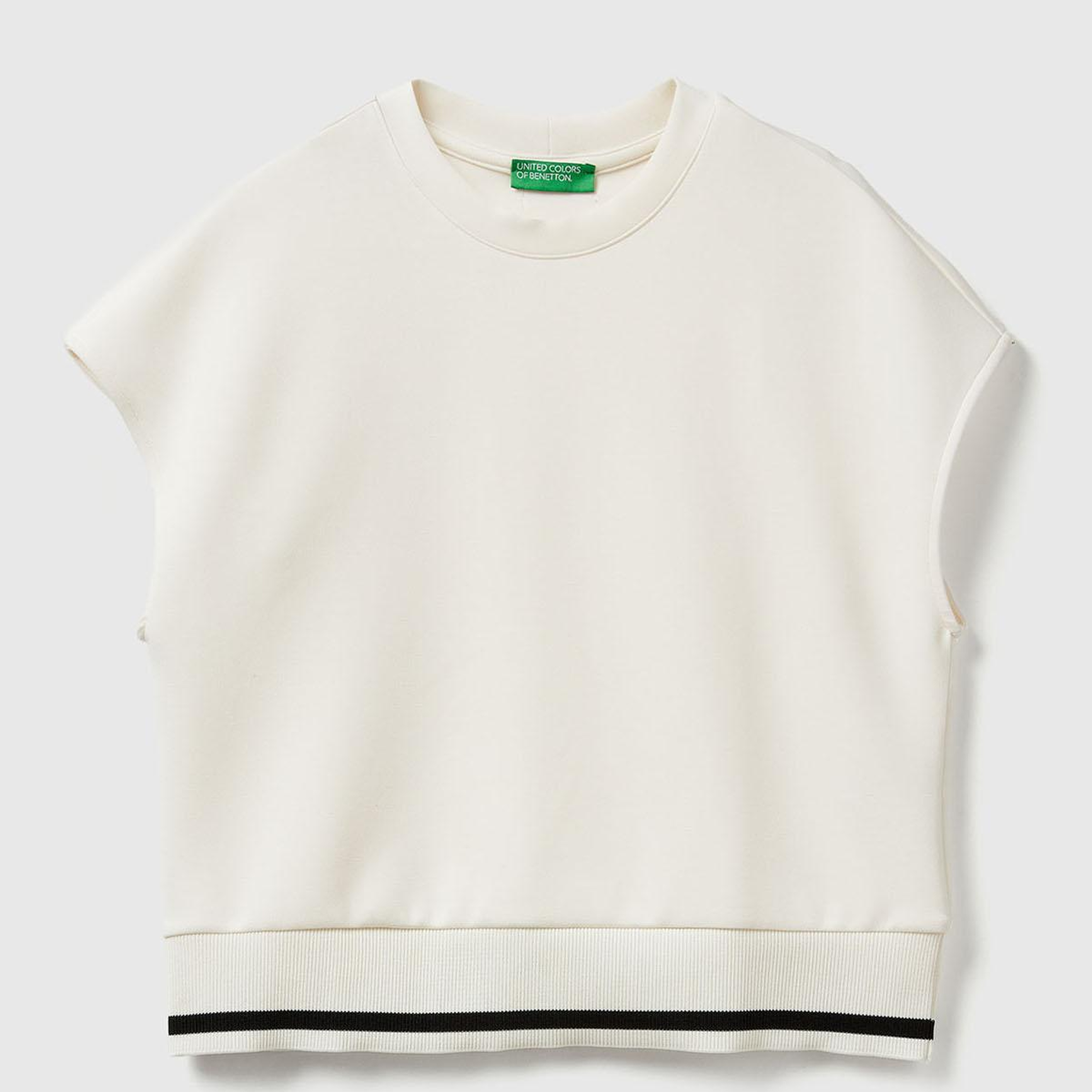 Kadın Krem Modal Karışımlı Beli Çizgi Detaylı Kolsuz Sweatshirt