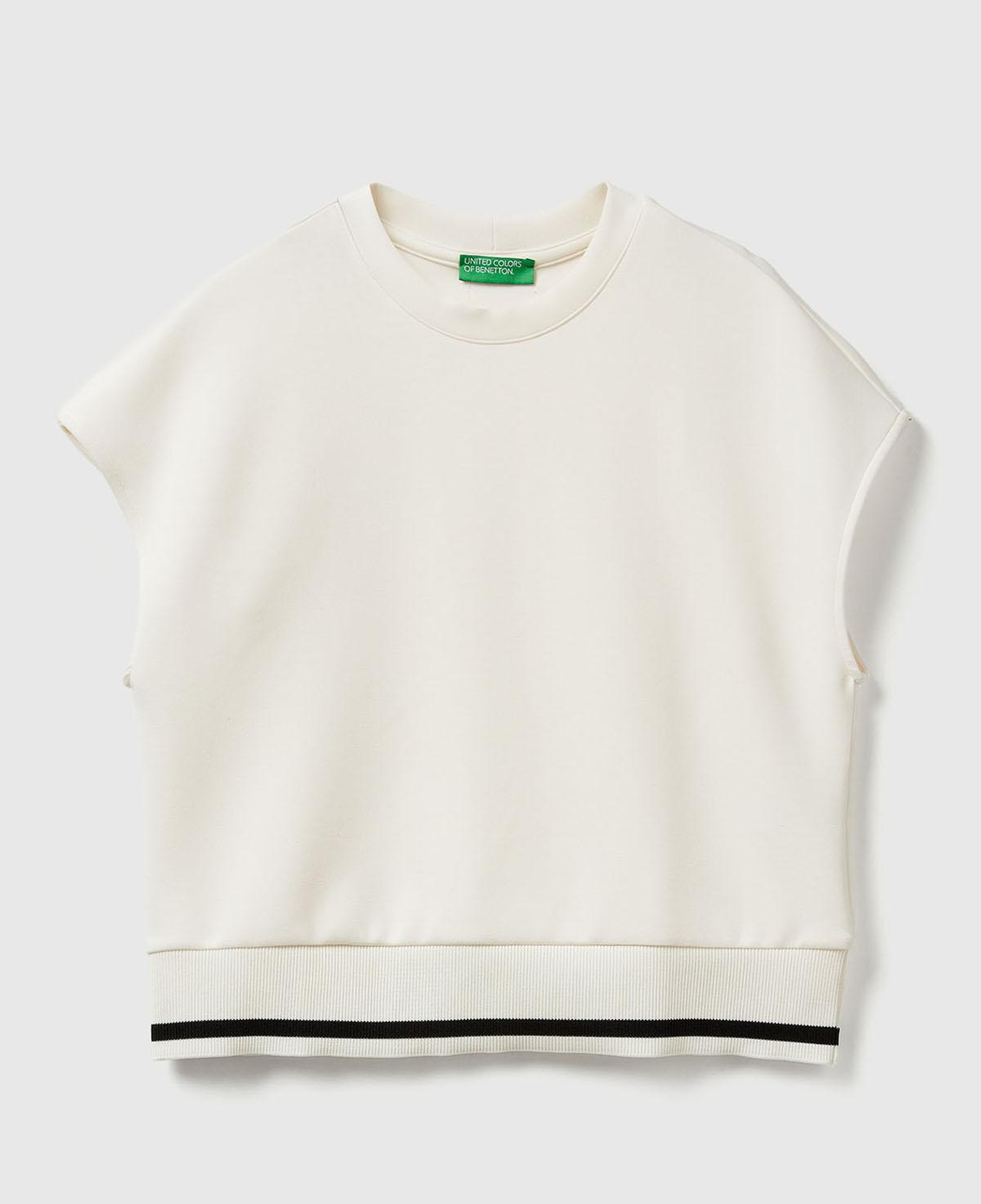 Kadın Krem Modal Karışımlı Beli Çizgi Detaylı Kolsuz Sweatshirt