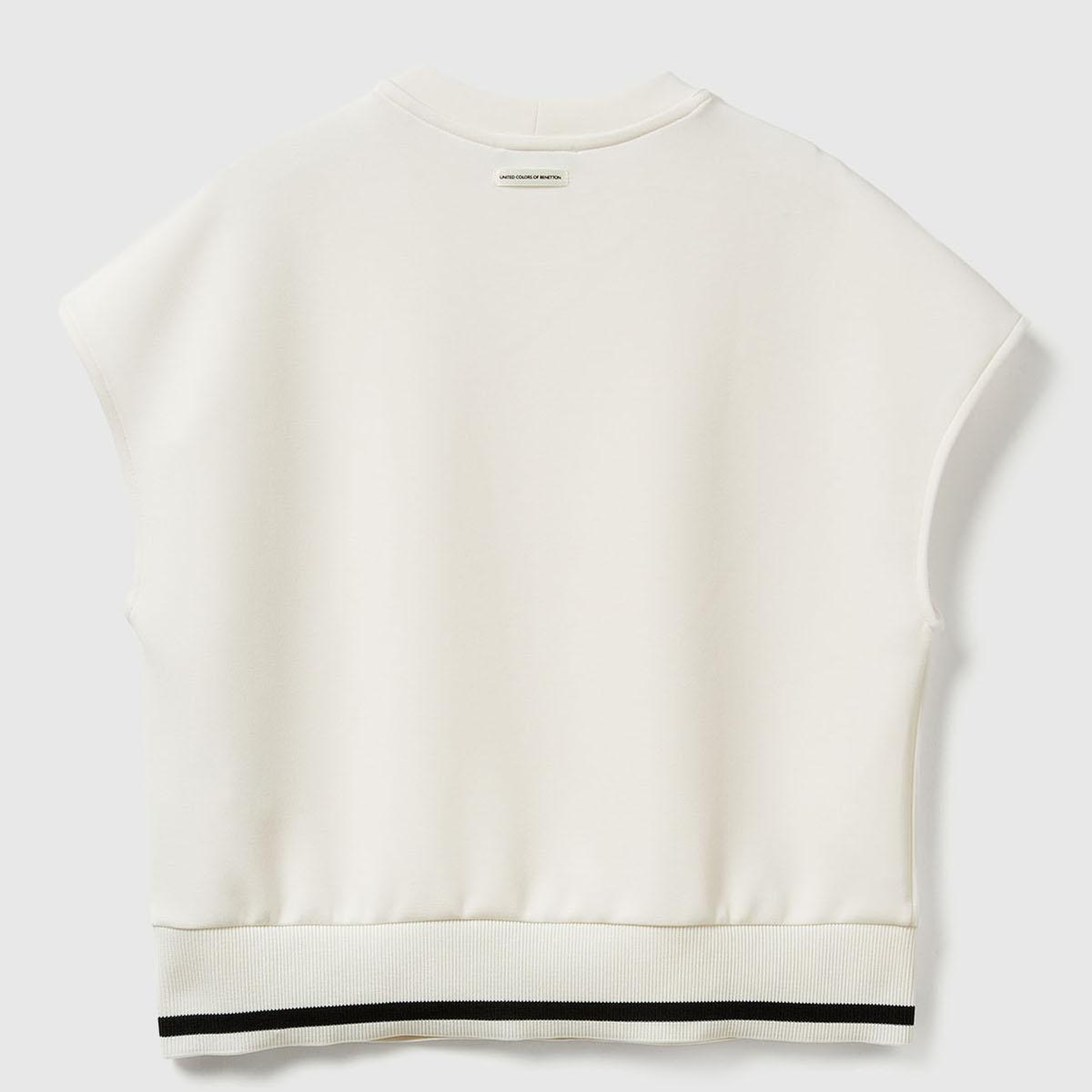 Kadın Krem Modal Karışımlı Beli Çizgi Detaylı Kolsuz Sweatshirt