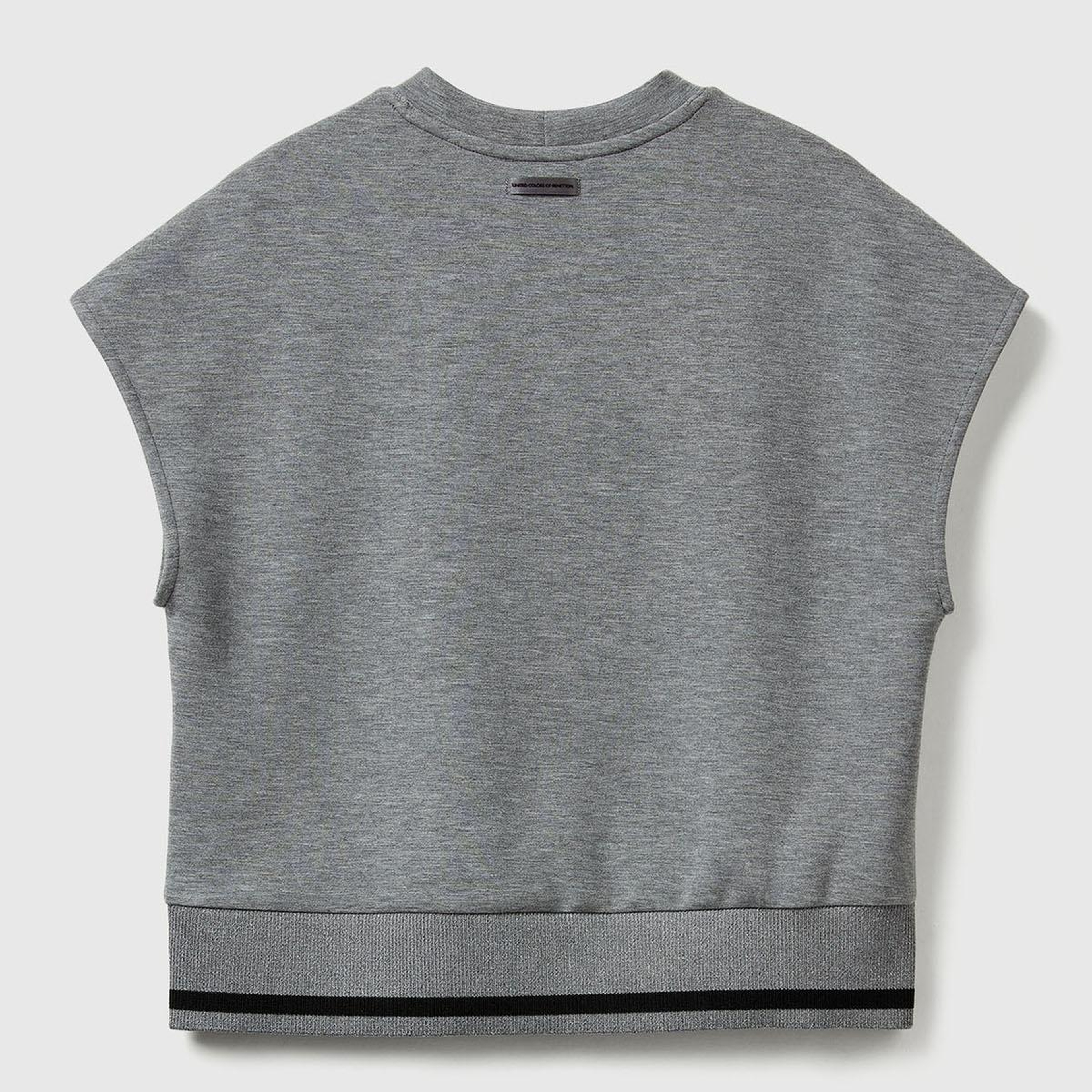 Kadın Açık Gri Modal Karışımlı Beli Çizgi Detaylı Kolsuz Sweatshirt