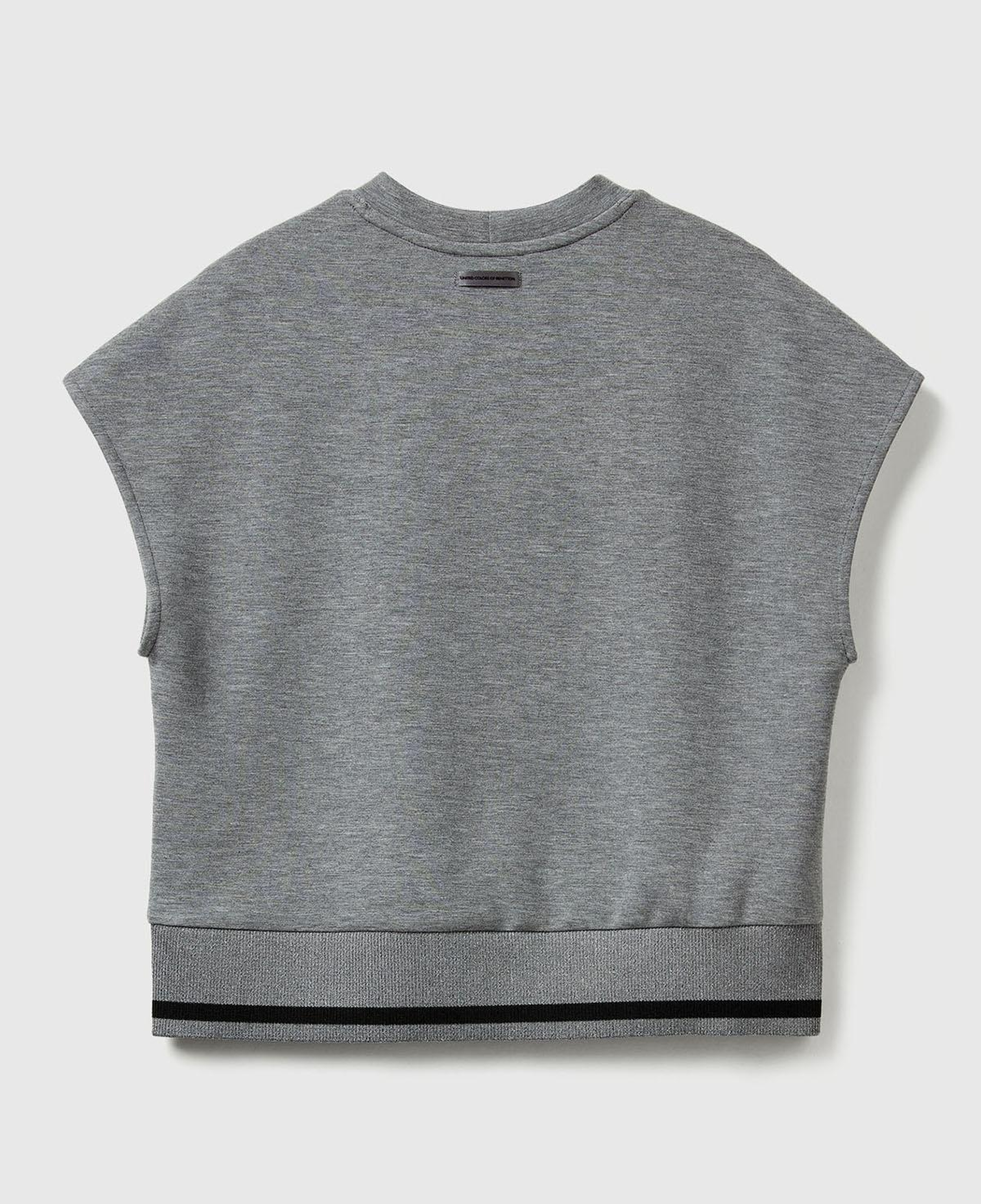 Kadın Açık Gri Modal Karışımlı Beli Çizgi Detaylı Kolsuz Sweatshirt