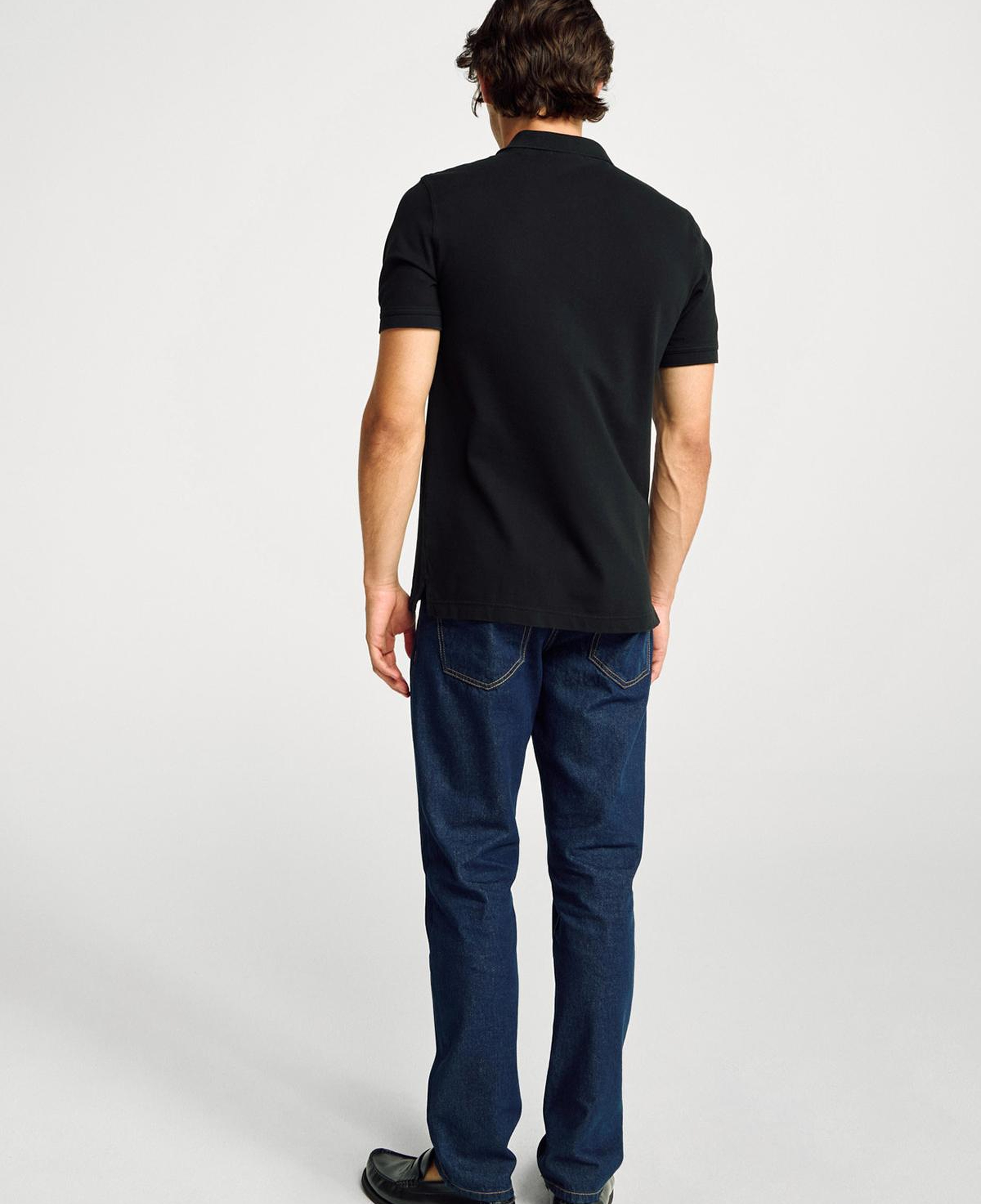 Erkek Siyah %100 Koton Slim Fit Polo T-Shirt
