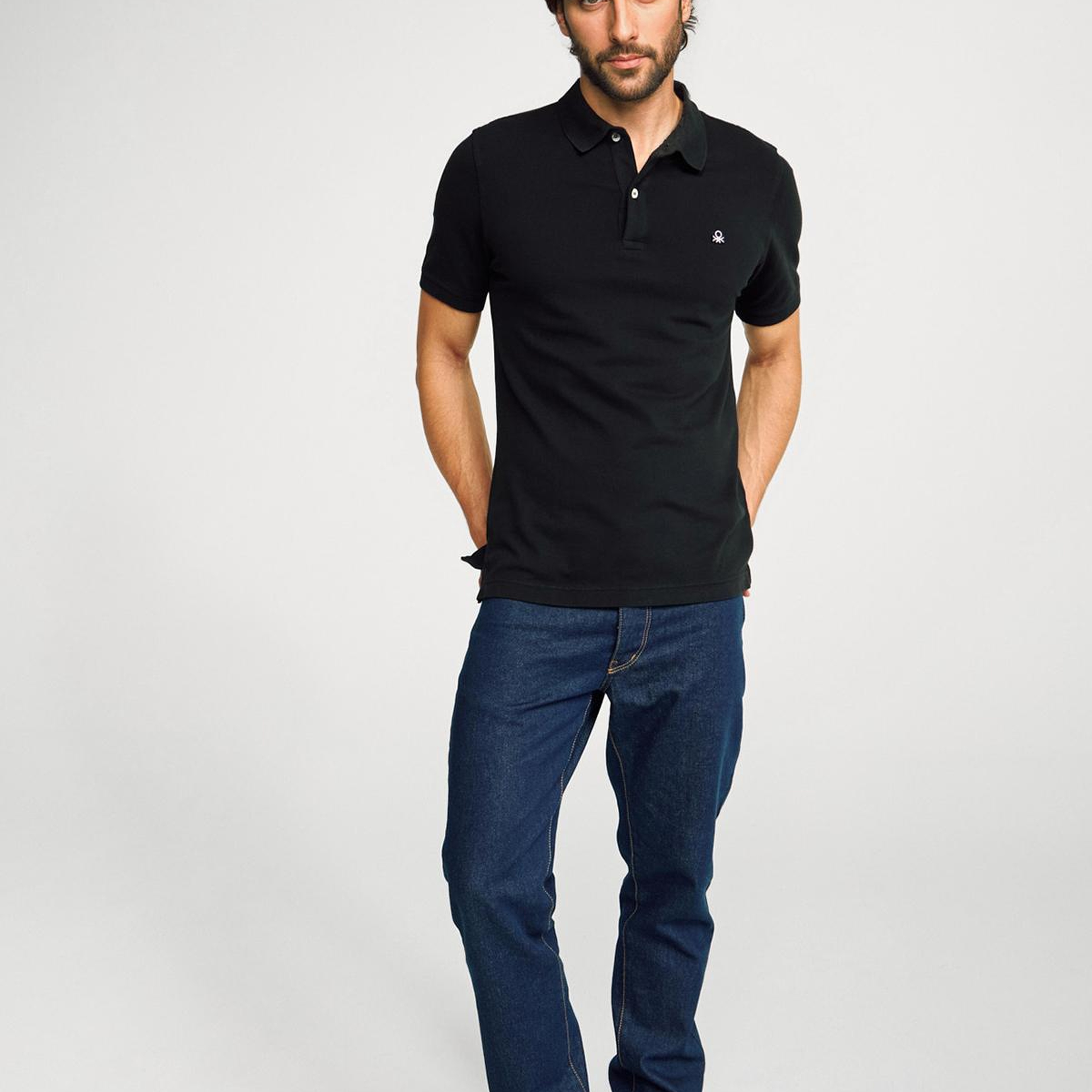 Erkek Siyah %100 Koton Slim Fit Polo T-Shirt