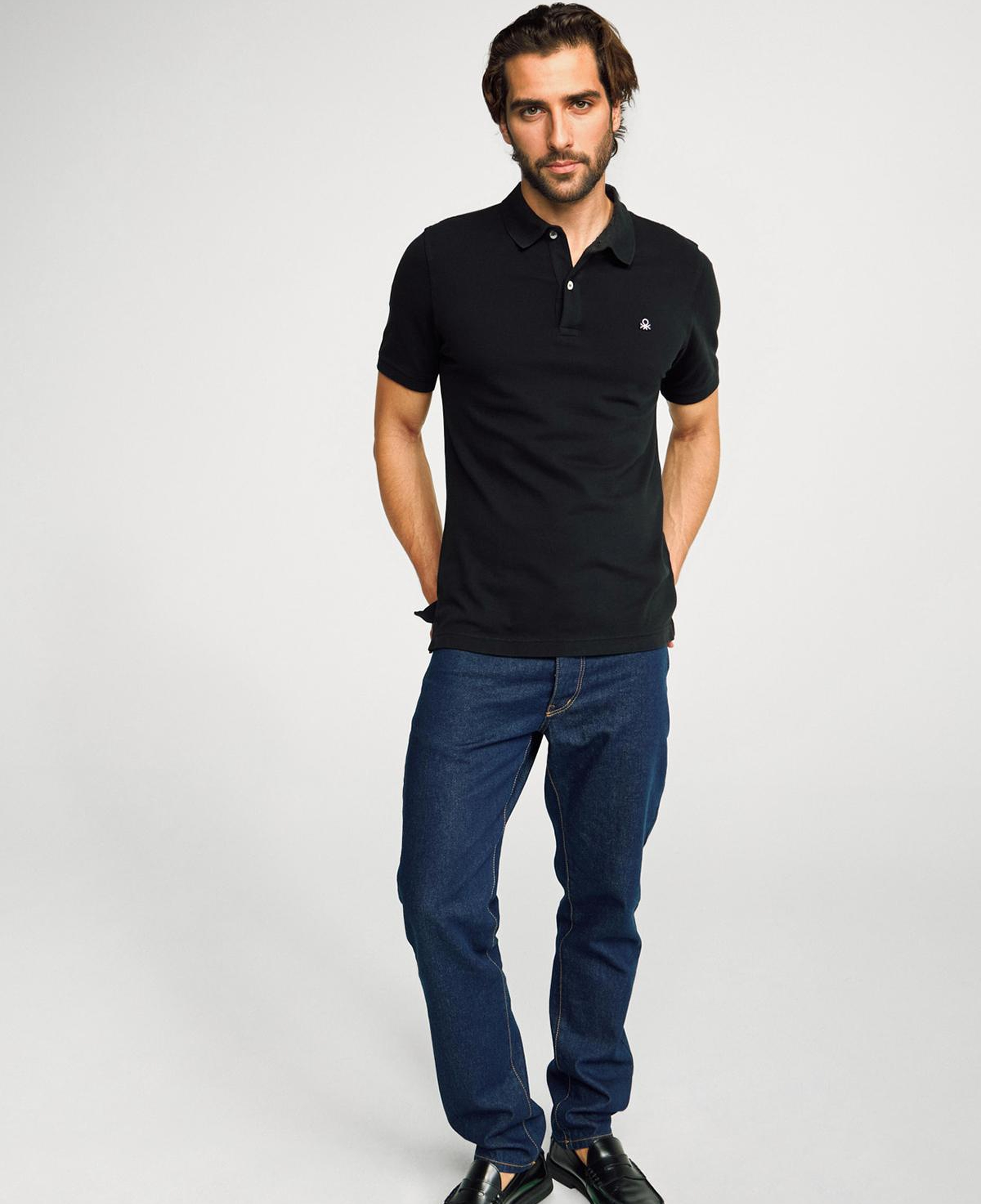 Erkek Siyah %100 Koton Slim Fit Polo T-Shirt