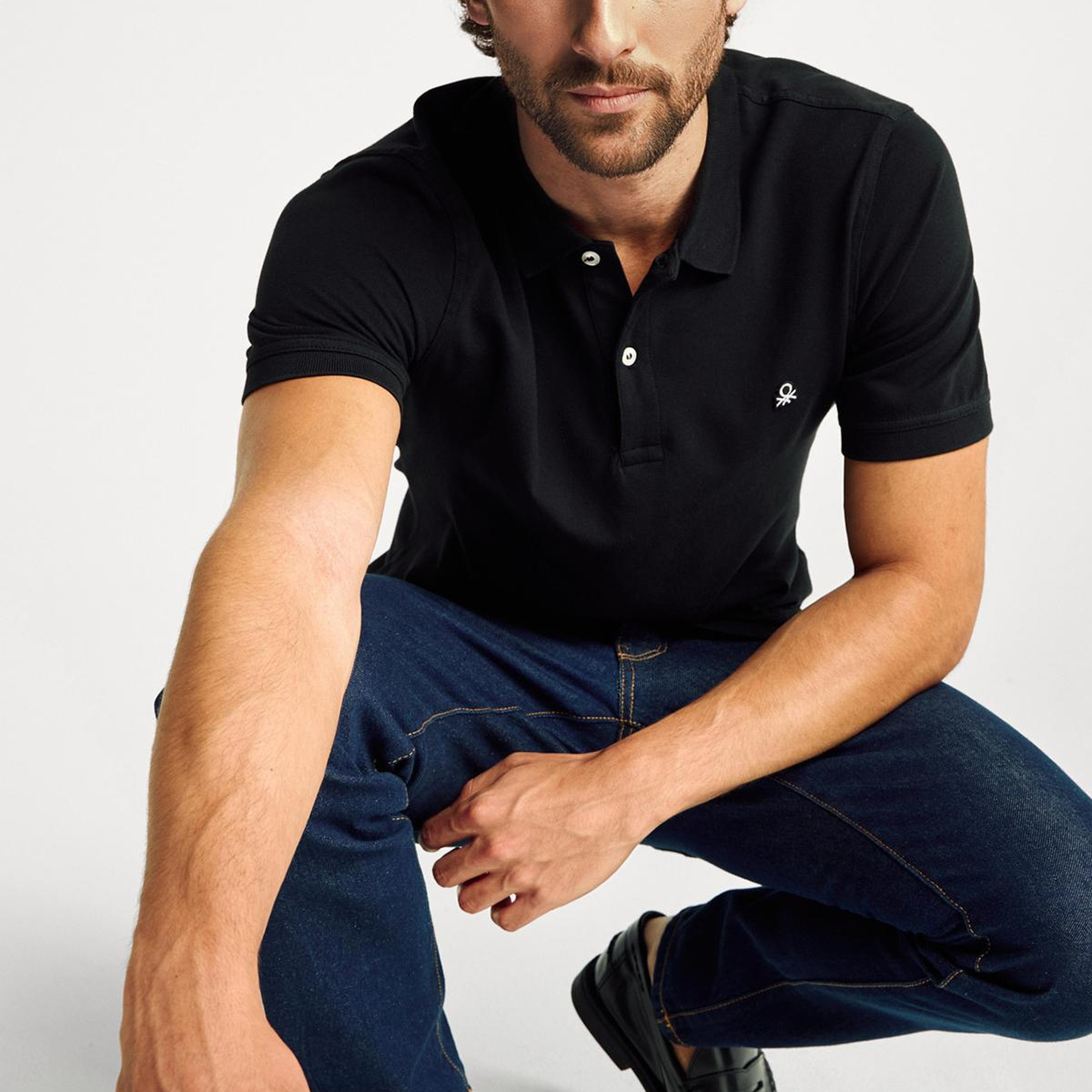 Erkek Siyah %100 Koton Slim Fit Polo T-Shirt