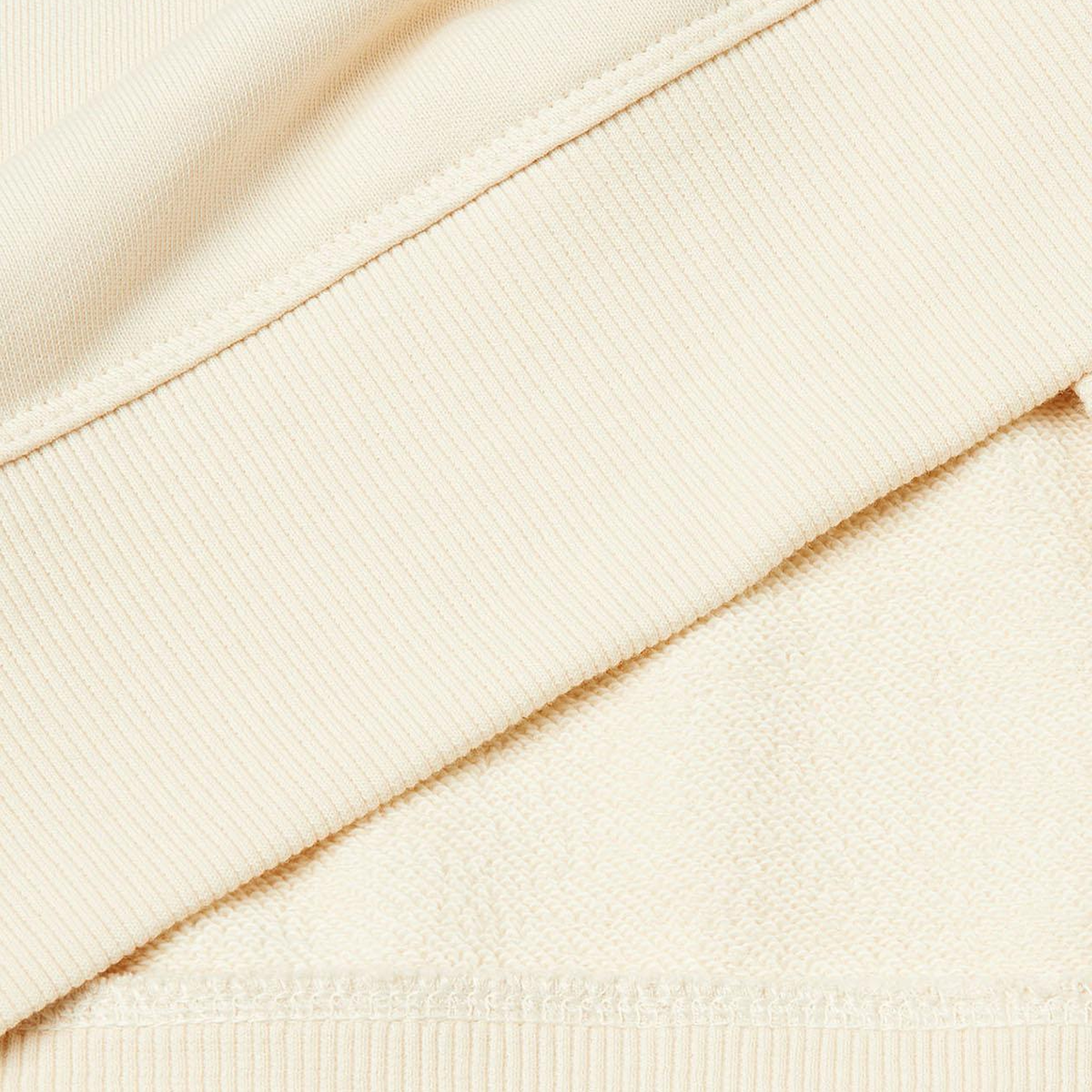 Kadın Krem %100 Pamuk Ribana Detaylı Bisiklet Yaka Sweatshirt