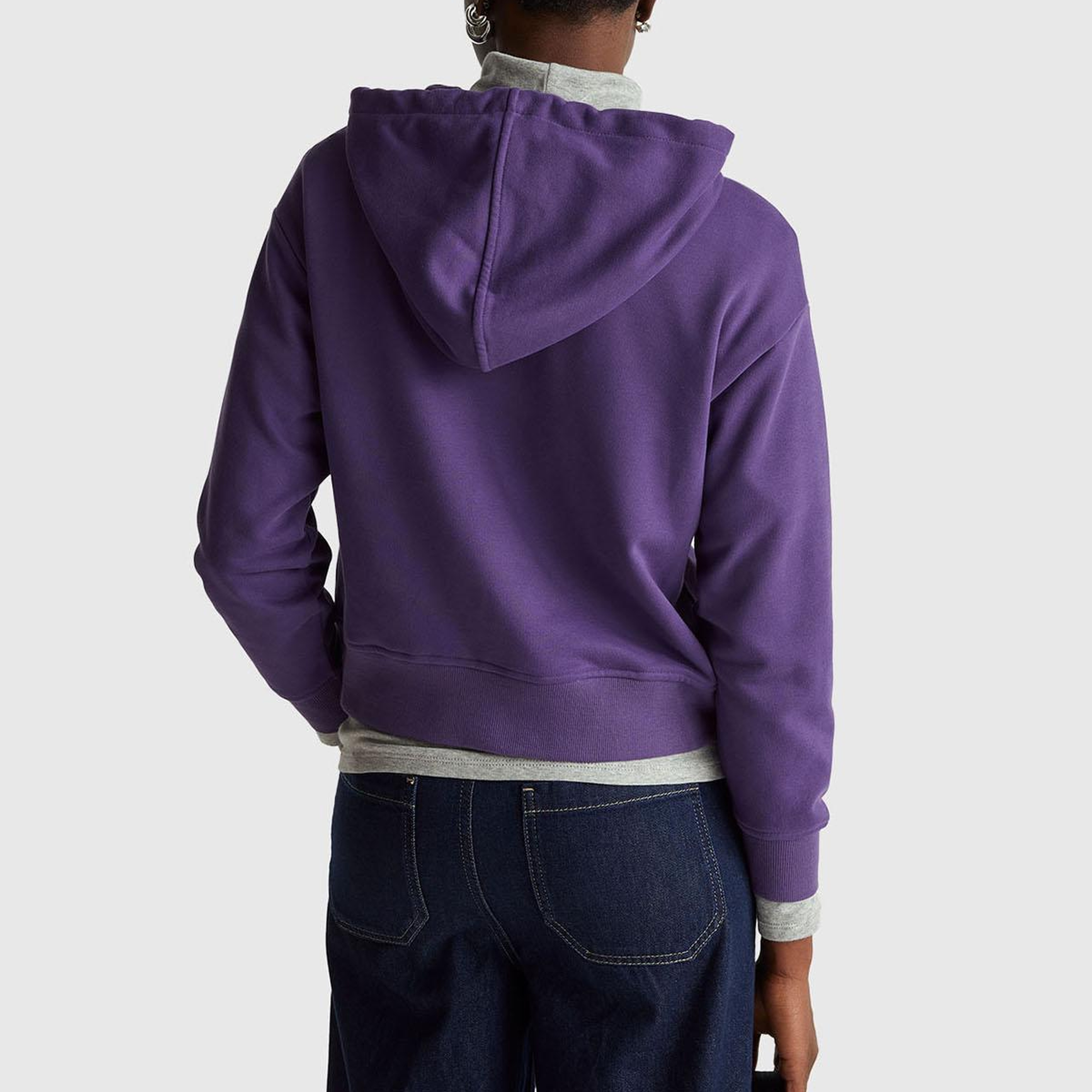 Kadın Mor Pamuk Karışımlı Önü Yazı Baskılı Kapüşonlu Sweatshirt
