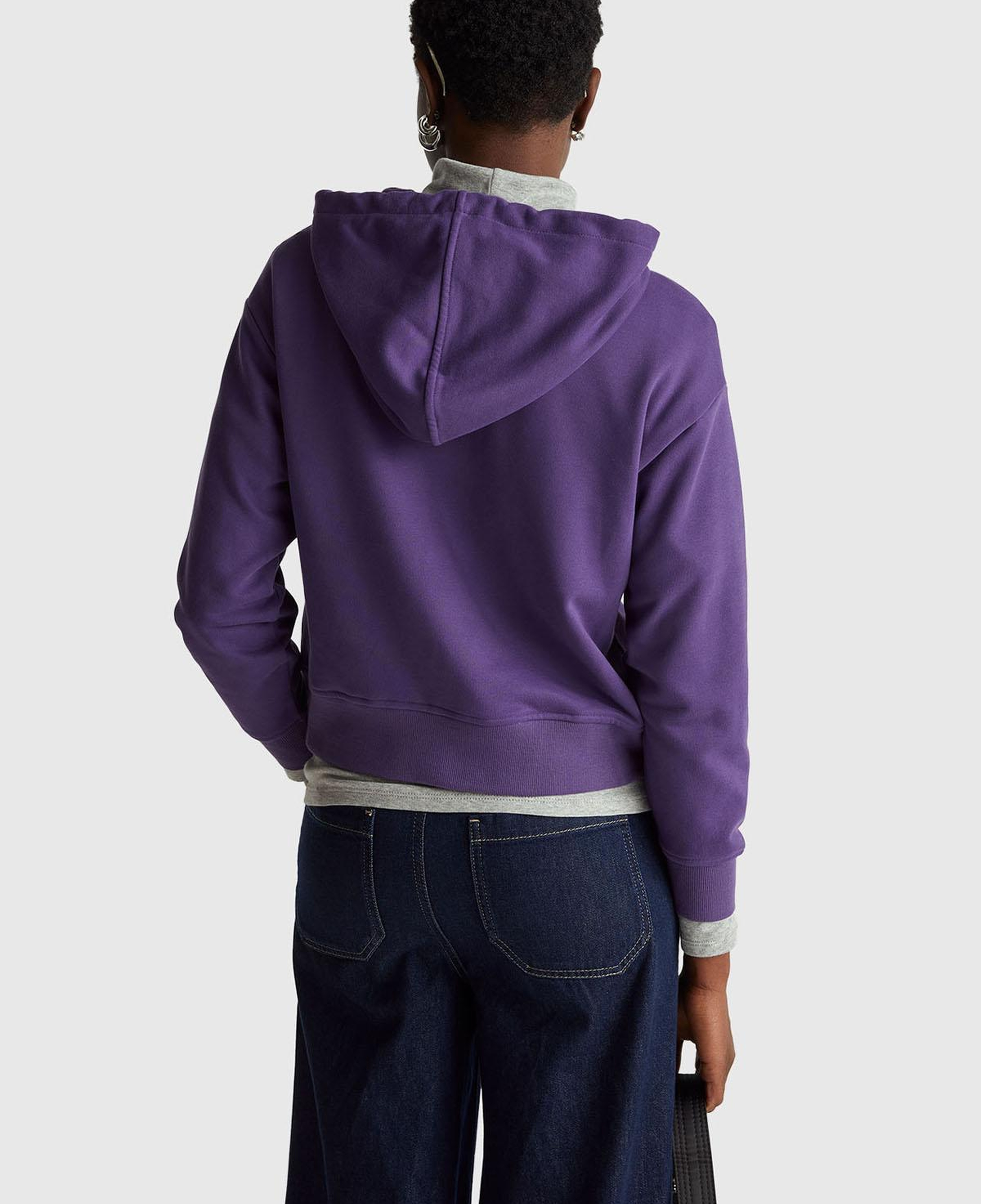 Kadın Mor Pamuk Karışımlı Önü Yazı Baskılı Kapüşonlu Sweatshirt