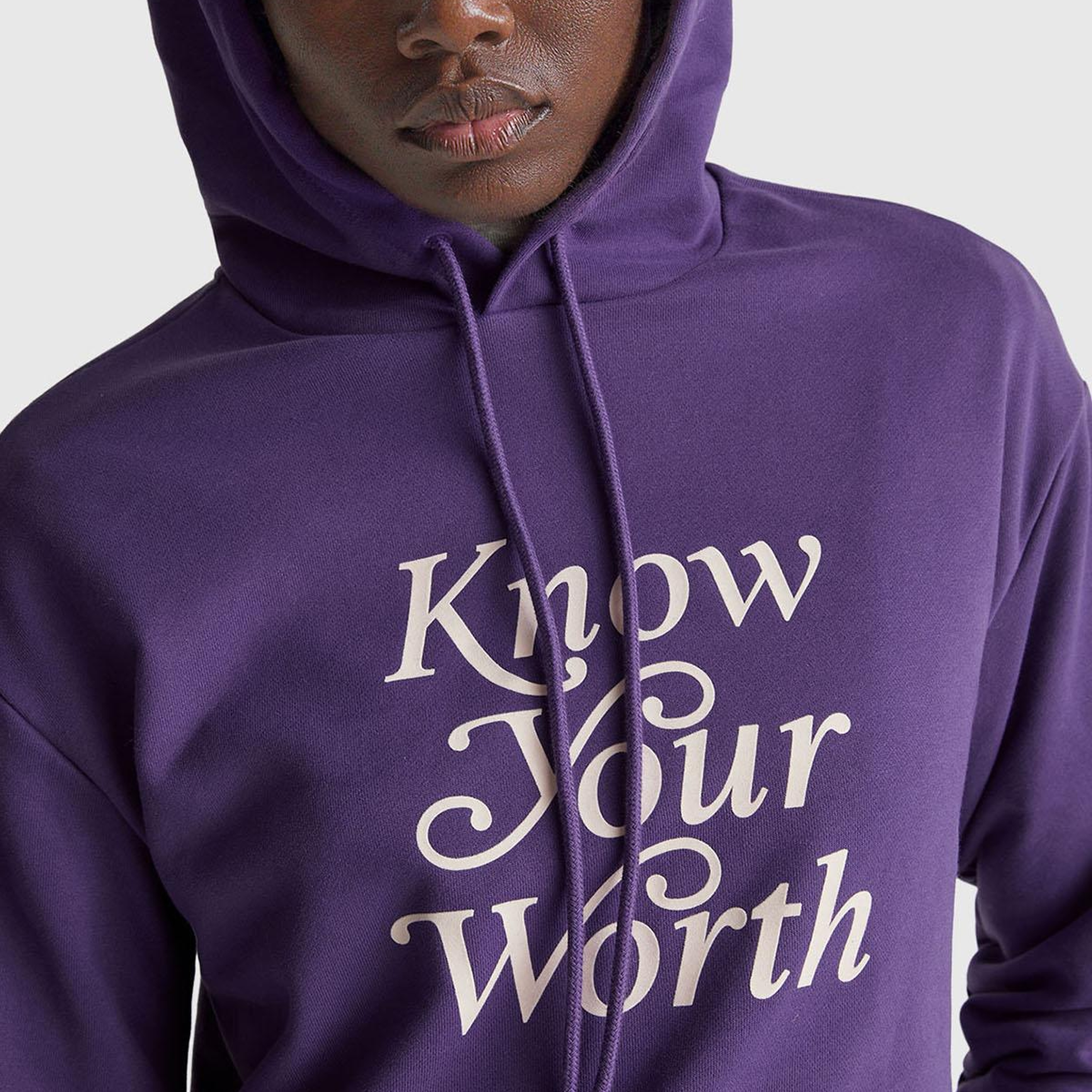 Kadın Mor Pamuk Karışımlı Önü Yazı Baskılı Kapüşonlu Sweatshirt