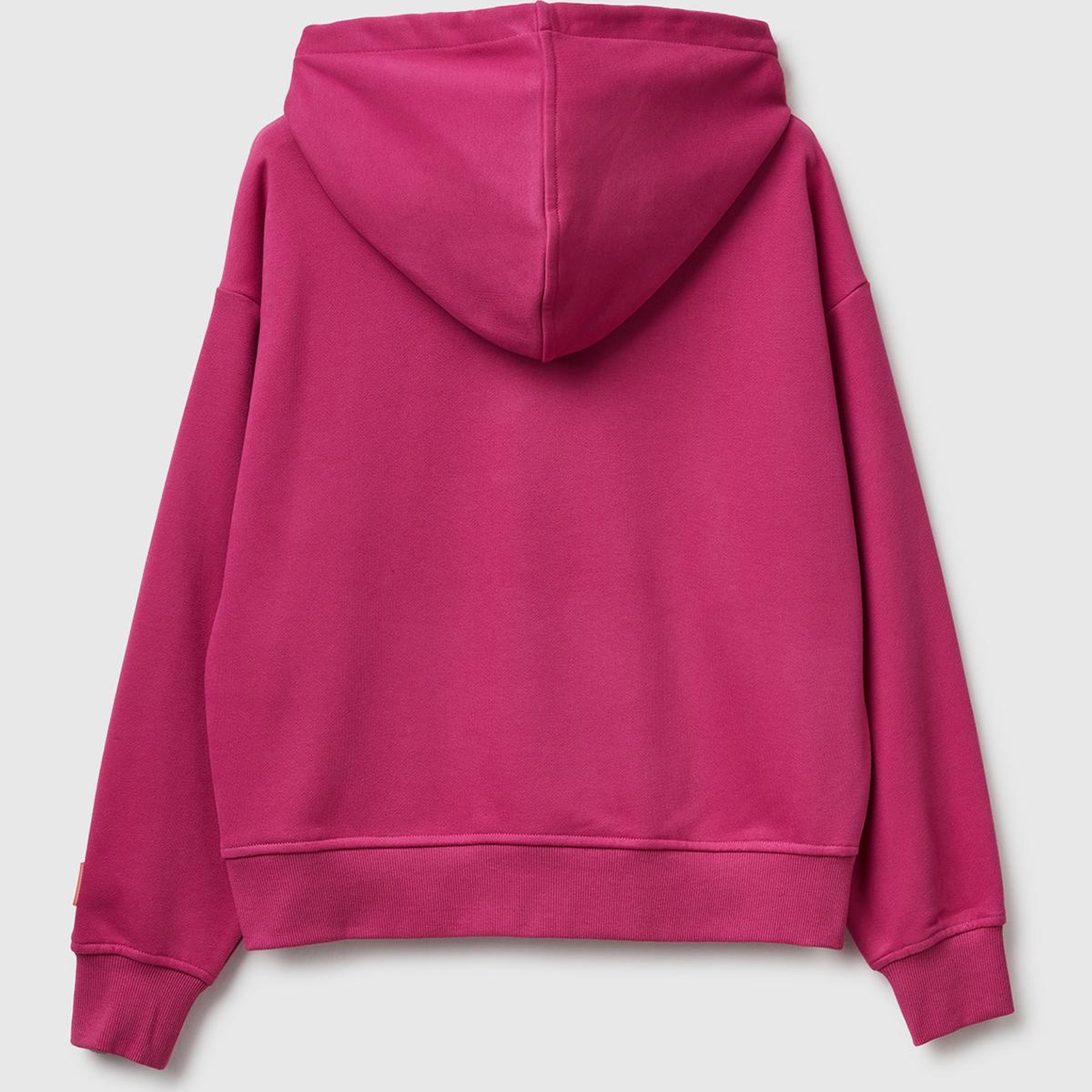 Kadın Koyu Pembe Pamuk Karışımlı Önü Yazı Baskılı Kapüşonlu Sweatshirt