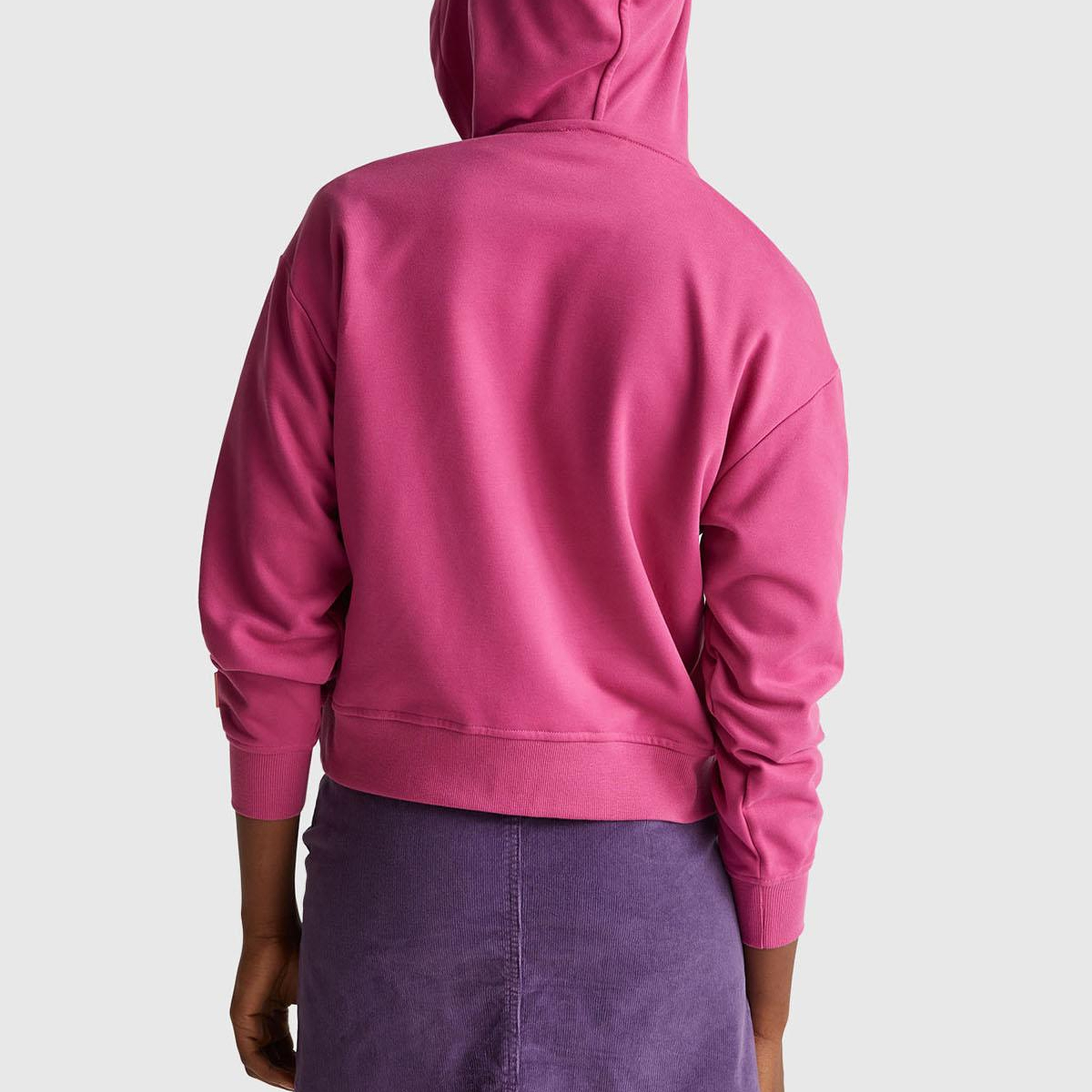 Kadın Koyu Pembe Pamuk Karışımlı Önü Yazı Baskılı Kapüşonlu Sweatshirt