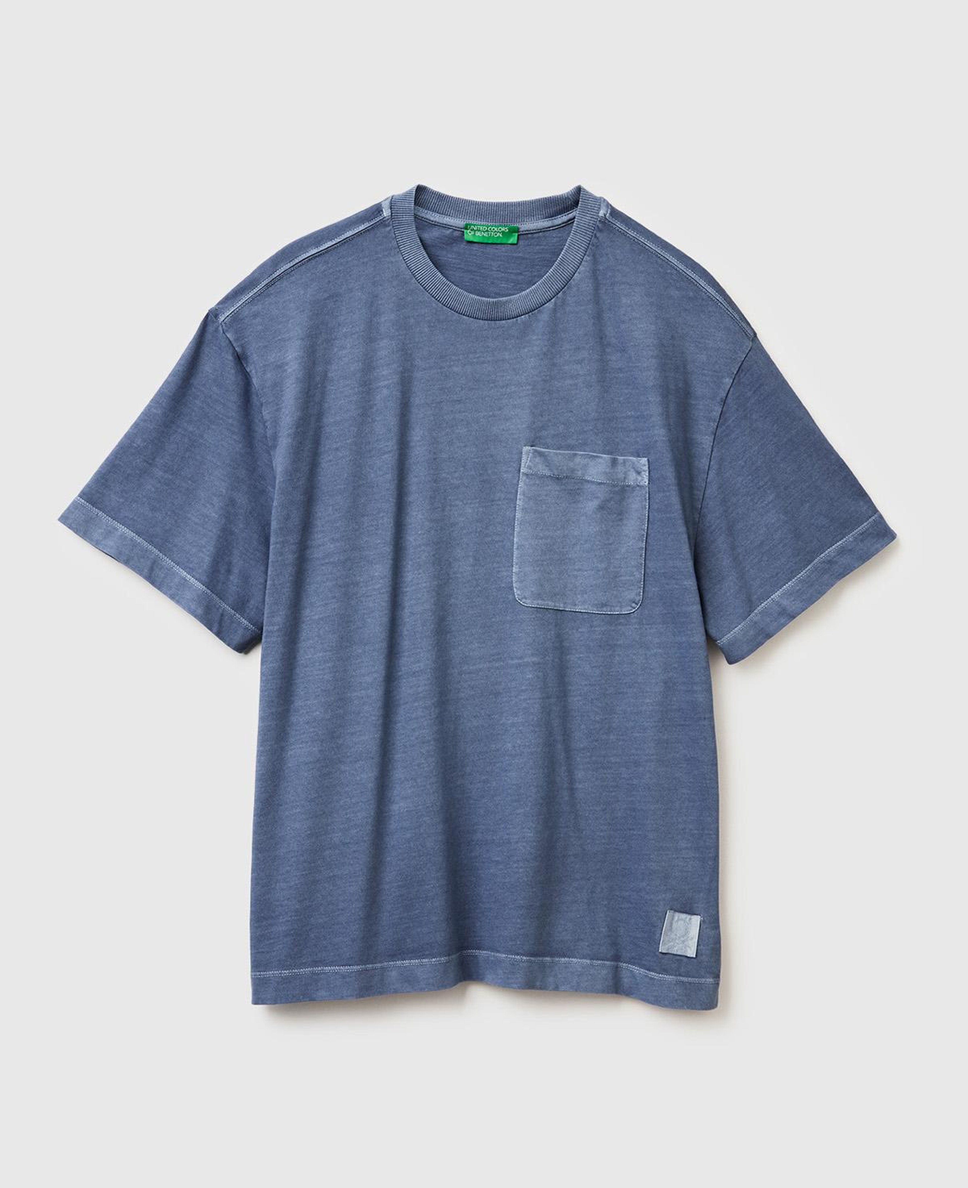 Erkek Gri %100 Pamuk Cep Detaylı Oversize Bisiklet Yaka T-Shirt