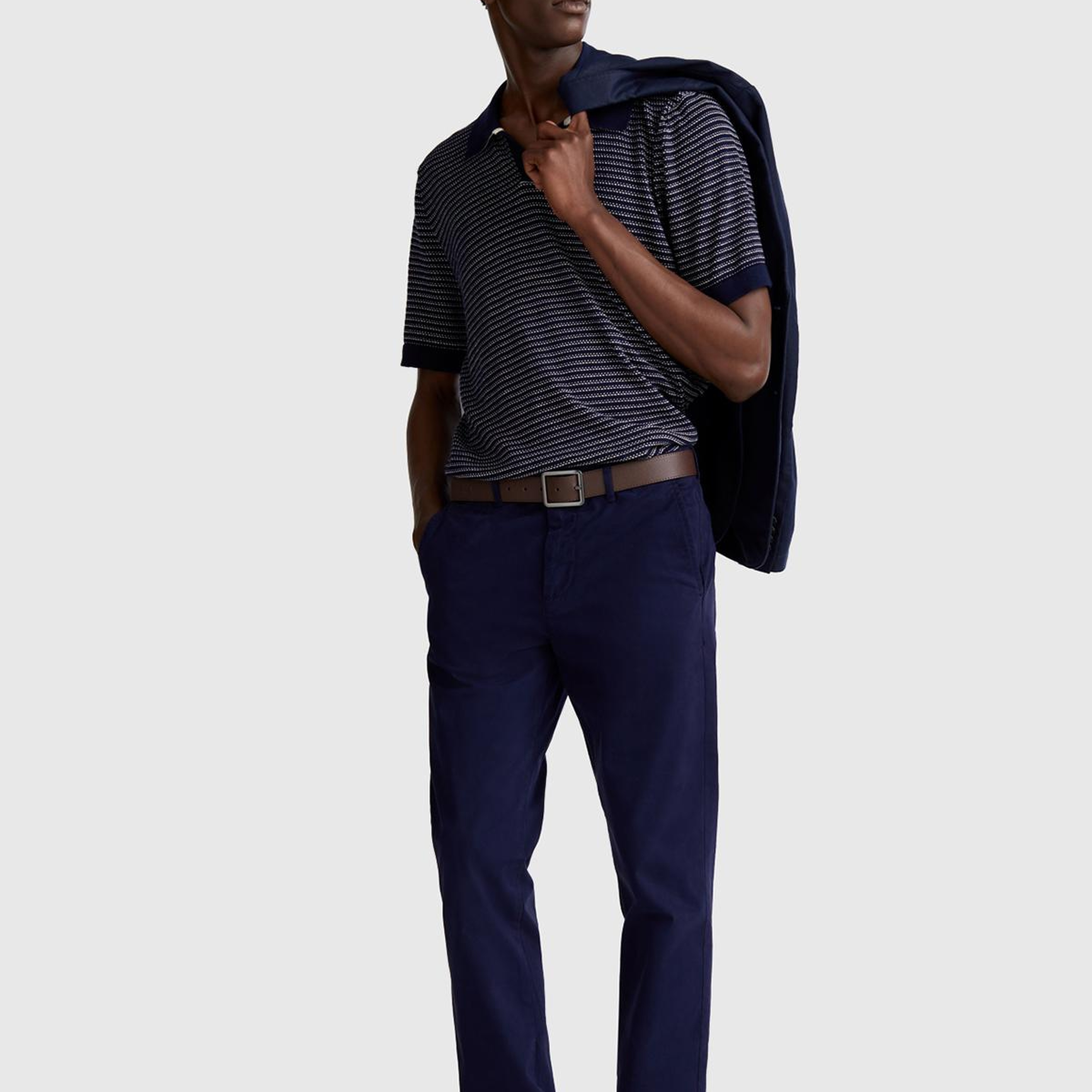 Erkek Lacivert Slim Fit Chino Pantolon