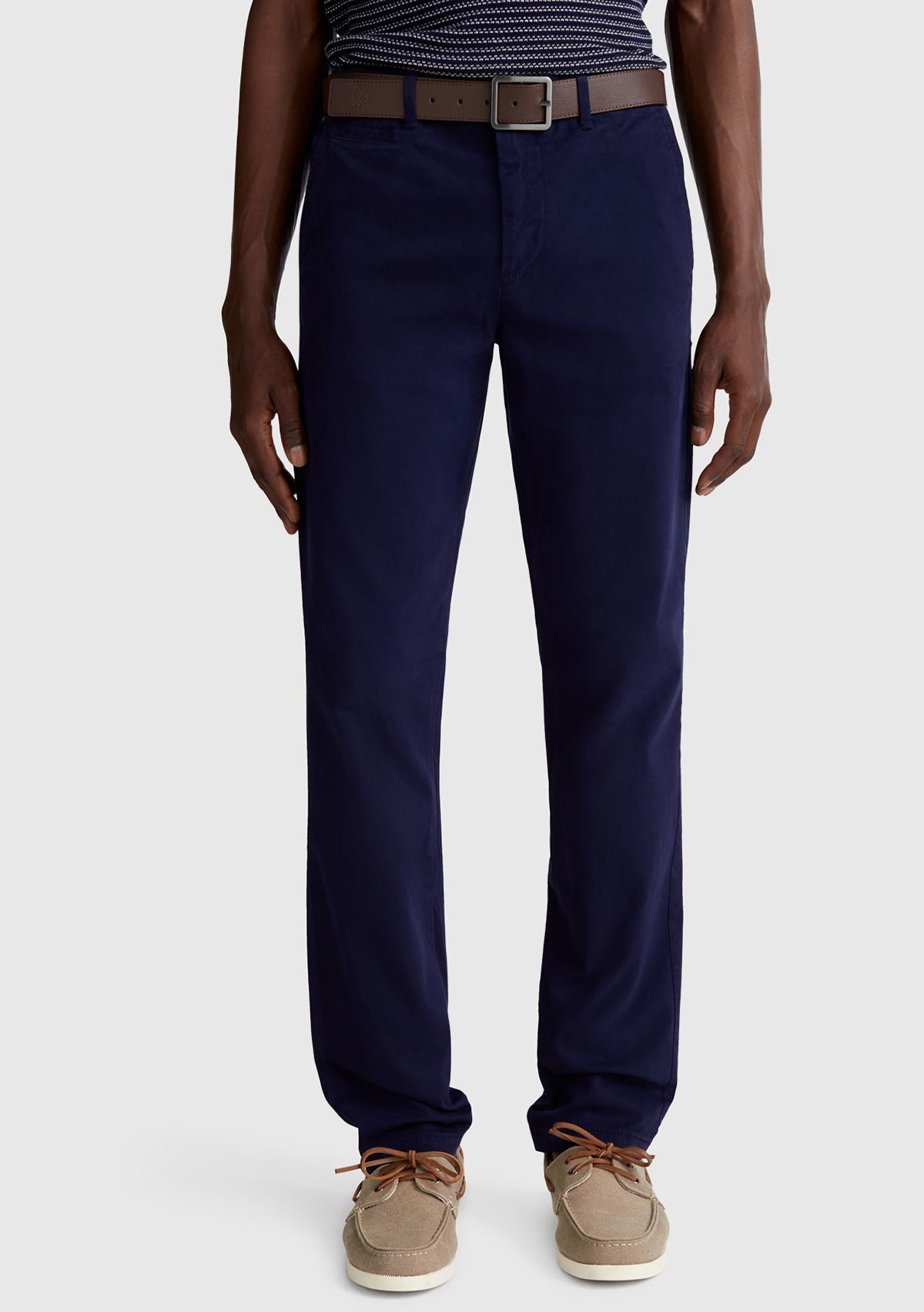 Erkek Lacivert Slim Fit Chino Pantolon