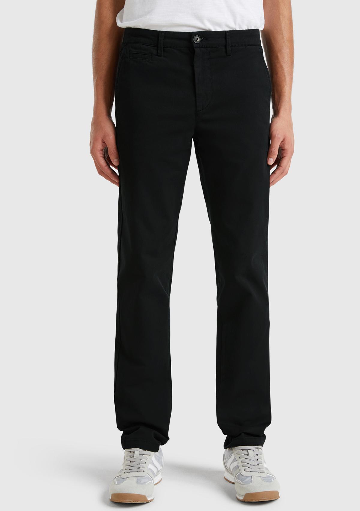 Erkek Siyah Slim Fit Chino Pantolon