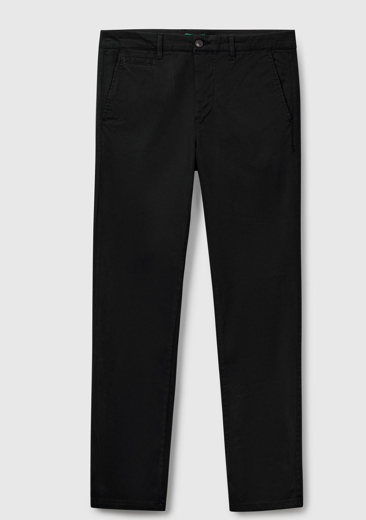 Erkek Siyah Slim Fit Chino Pantolon