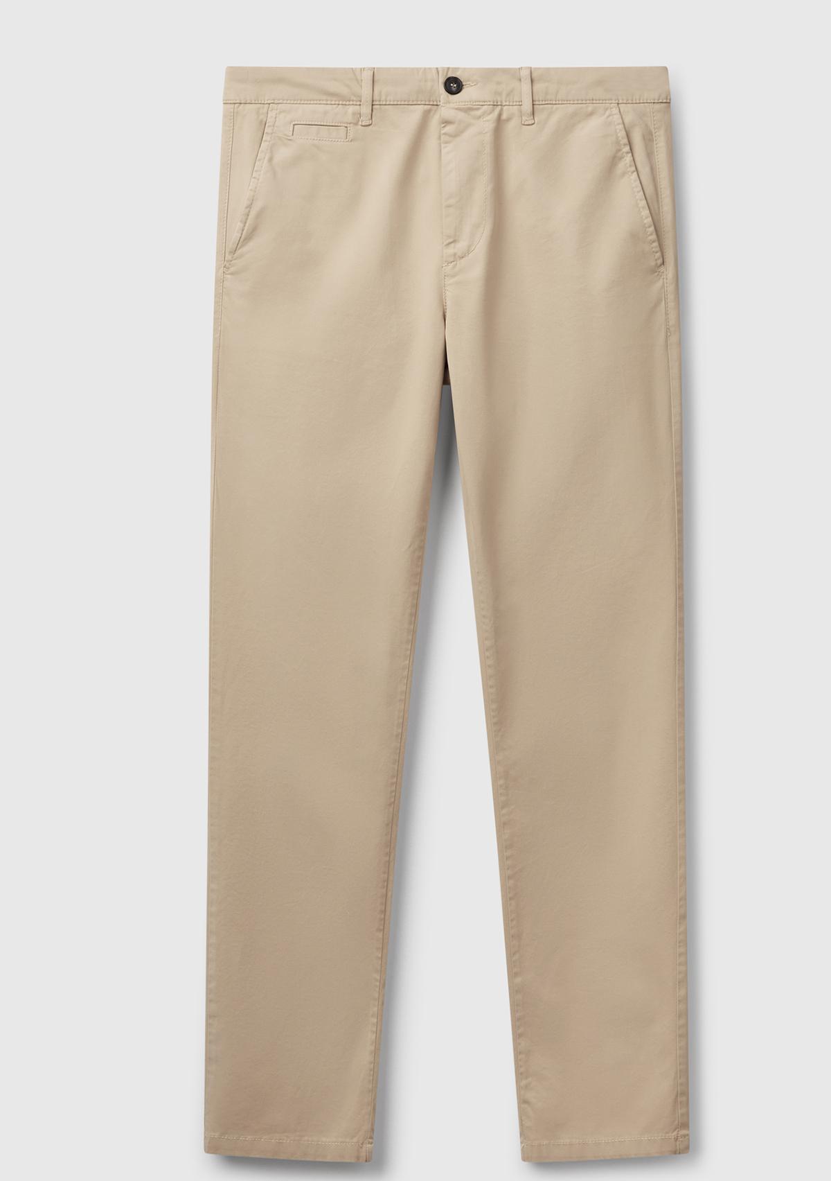 Erkek Bej Slim Fit Chino Pantolon