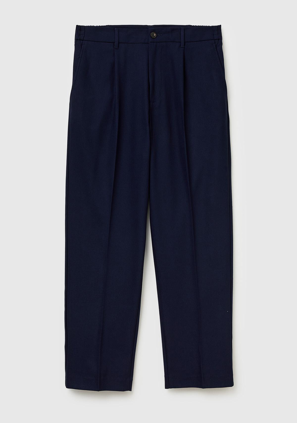 Erkek Lacivert Viskoz Karışımlı Beli İpli Regular Fit Chino Pantolon