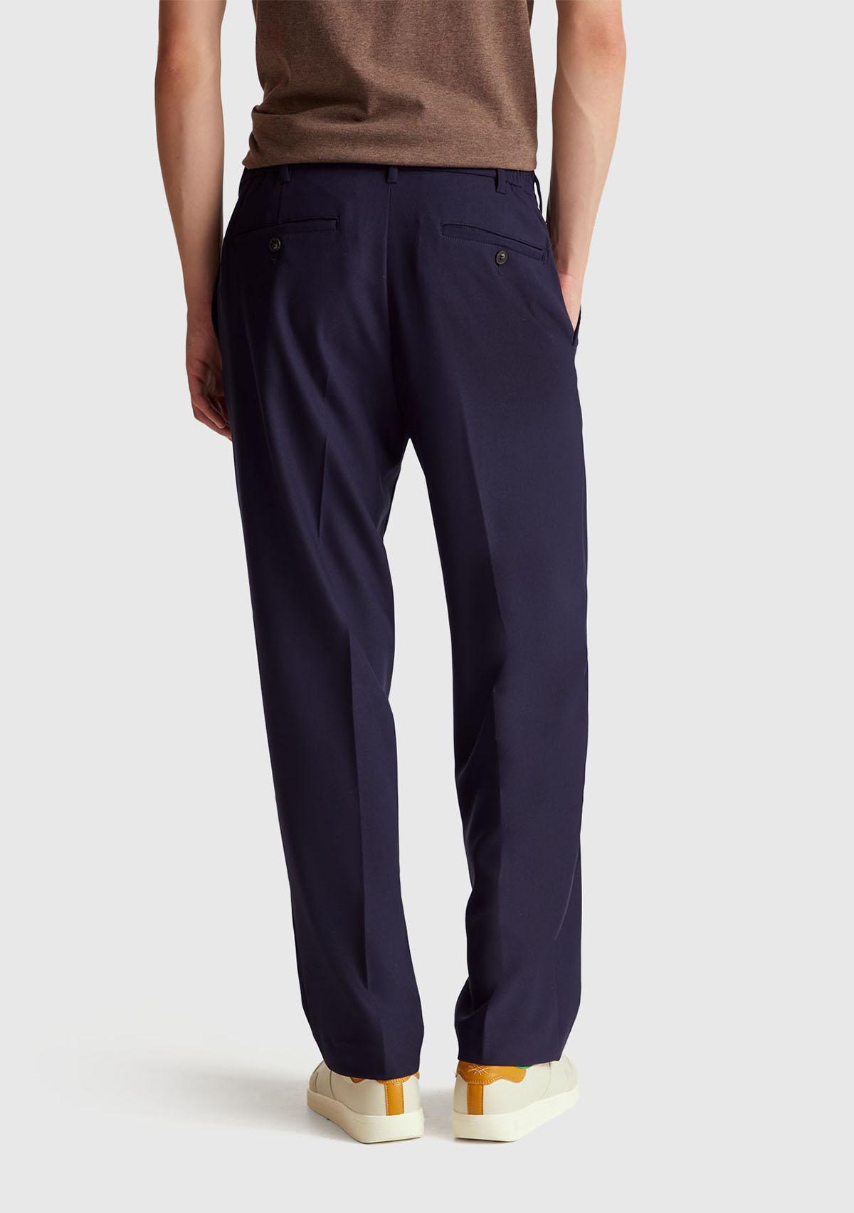 Erkek Lacivert Viskoz Karışımlı Beli İpli Regular Fit Chino Pantolon