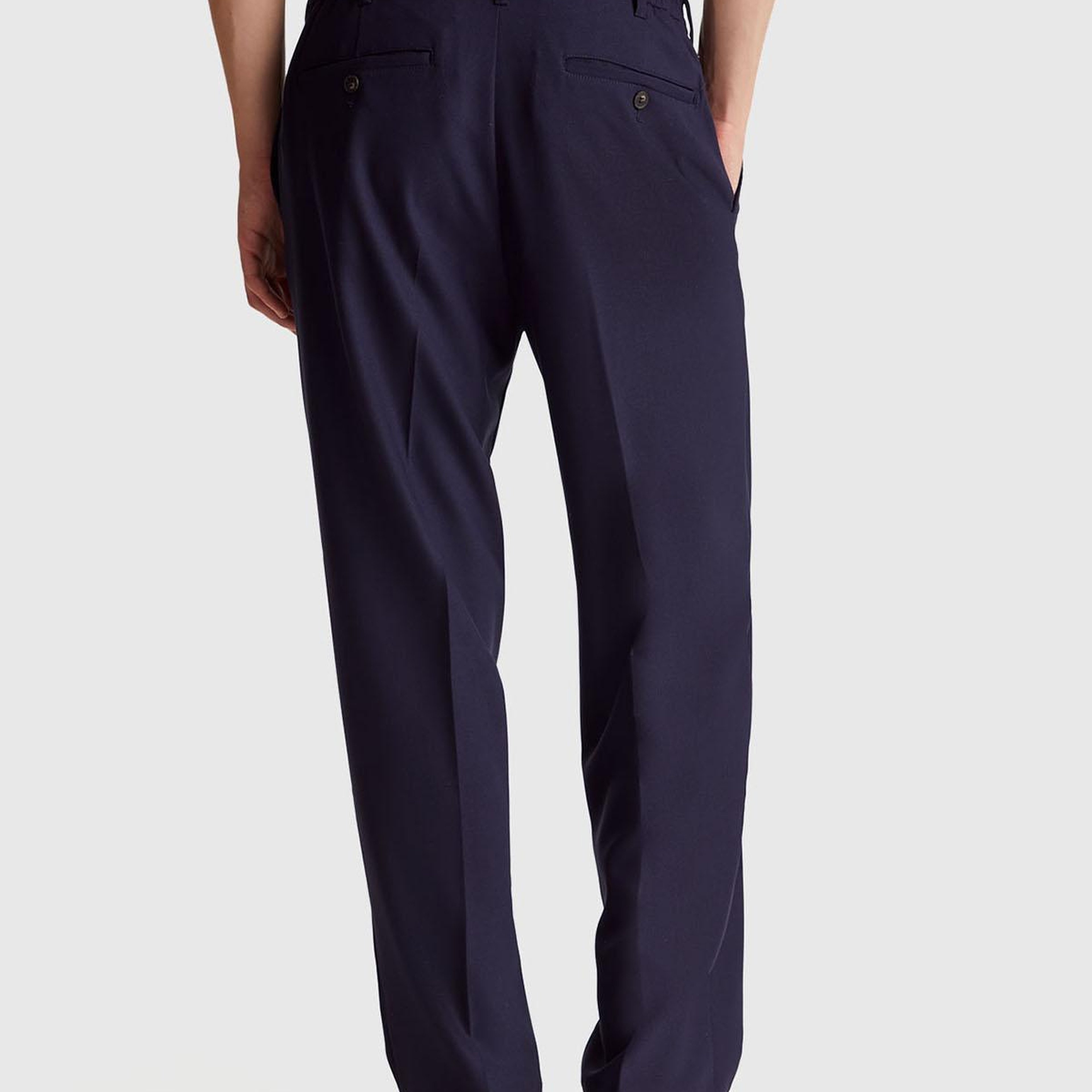Erkek Lacivert Viskoz Karışımlı Beli İpli Regular Fit Chino Pantolon